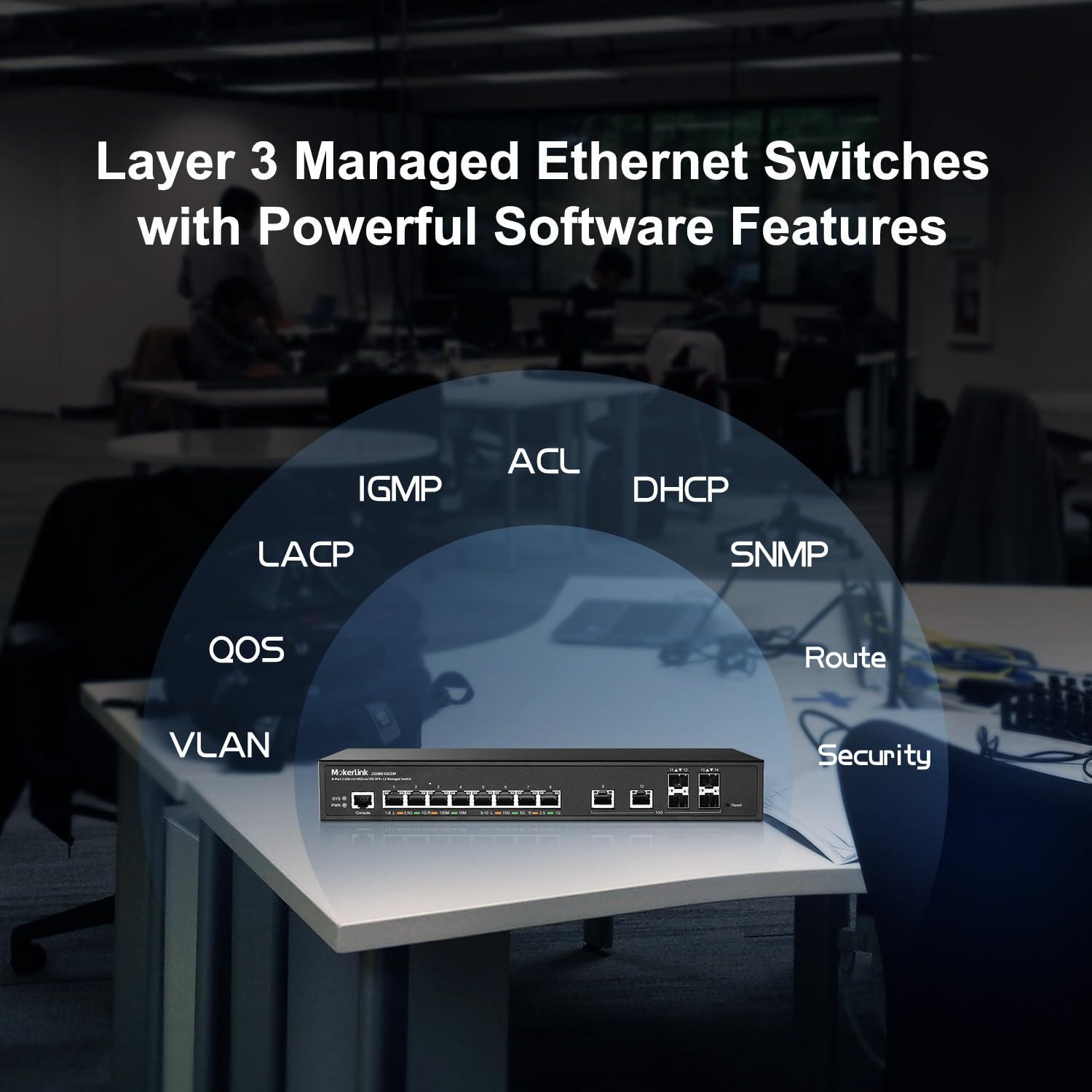 Mokerlink 8 Port 2.5 Gigabit Managed Switch, 2X10G Ethernet Ports, 4X10G Sfp+ Ports, Web/Cli L3 Managed, Desktop|Rackmount Netwo