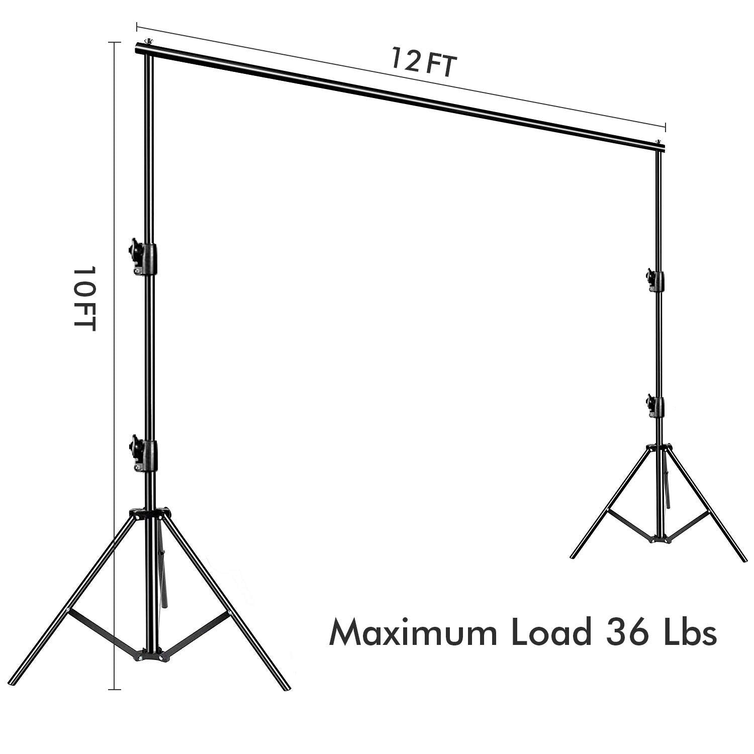 Slow Dolphin Photo Video Studio 12Ft (W) X 10Ft (H) Heavy Duty Adjustable Photography Backdrop Stand Background Support System Kit With Carry Bag