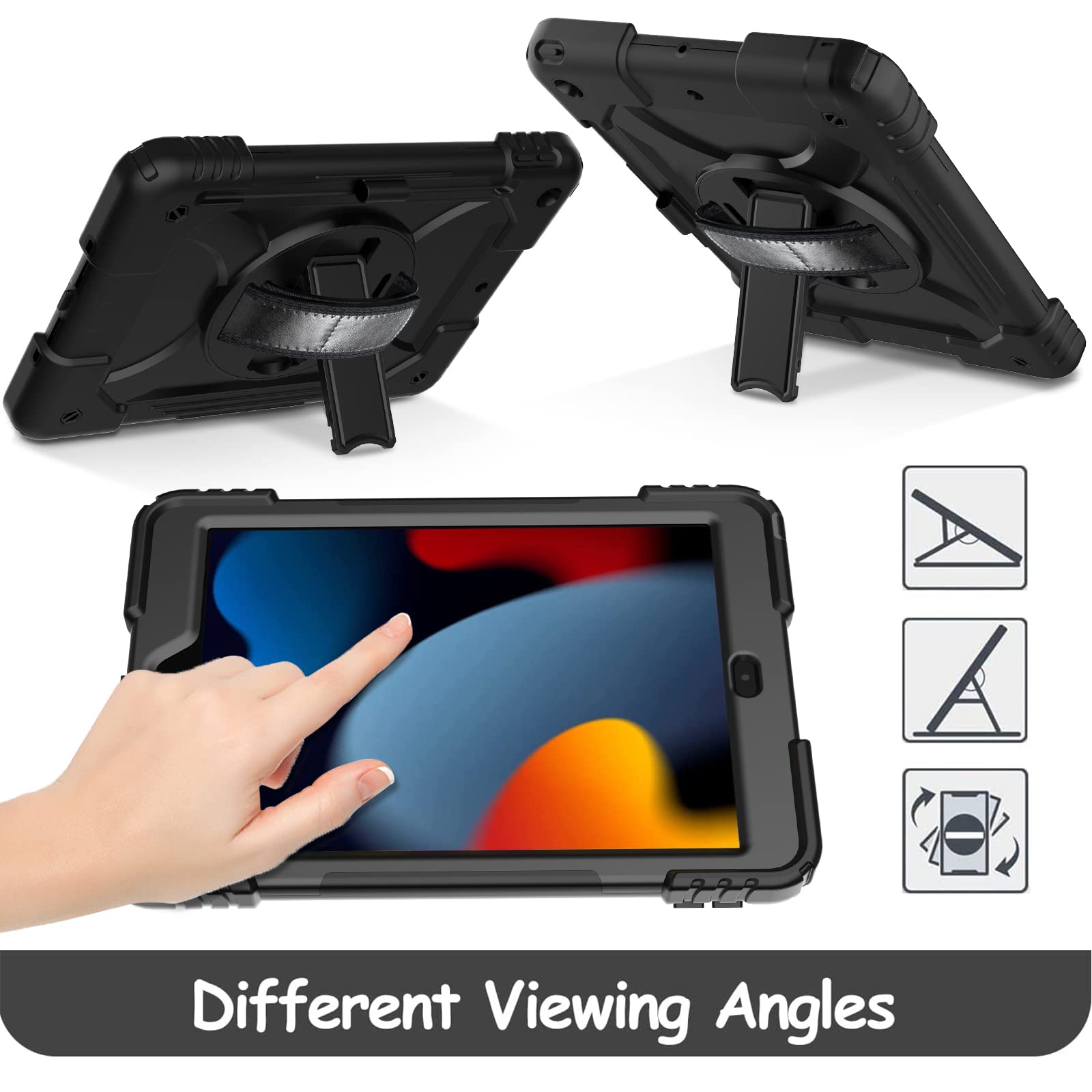 Ltrop Ipad 9Th/8Th/7Th Generation Case, Ipad 10.2 Inch Case(2021/2020/2019)   Shockproof Ipad Cover Case With Rotating Stand/Sho