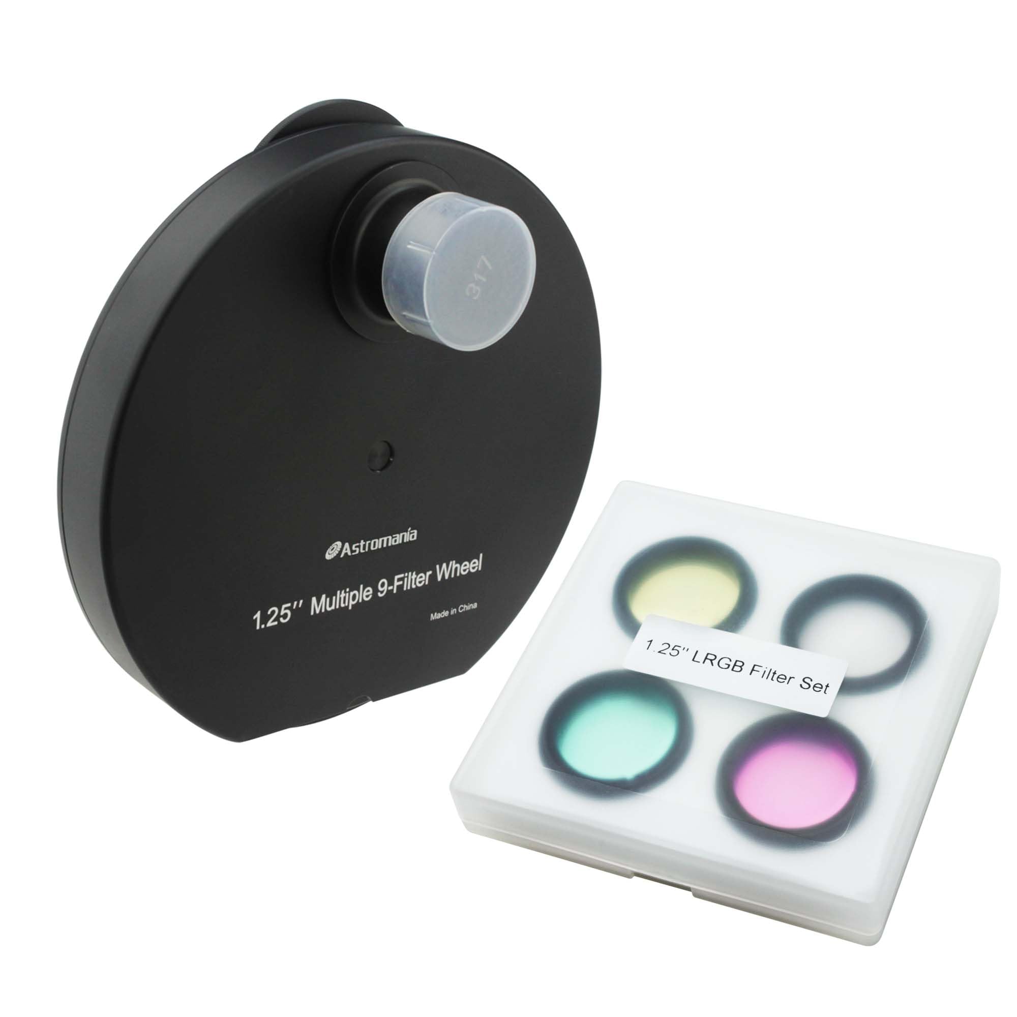 Astromania 1.25'' Multiple 9 Position Filter Wheel For Telescope   With Lrgb Filter Set