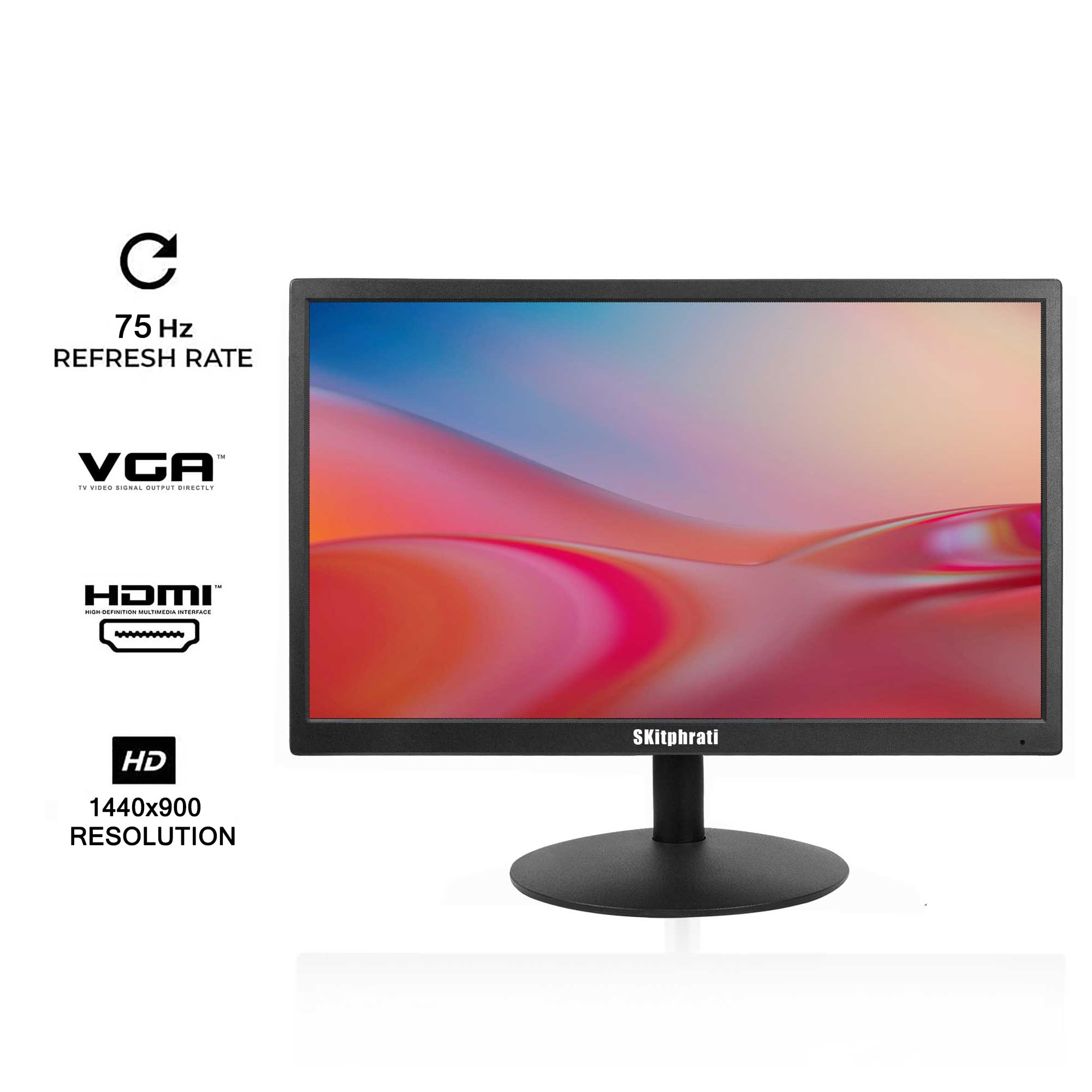 Skitphrati 17 Inch Pc Monitor Led Monitor 1440X900, 75Hz, 5Ms, 16:10, Viewing Angle 95(Horizontal),Tn Panel, Vesa Wall Mountable