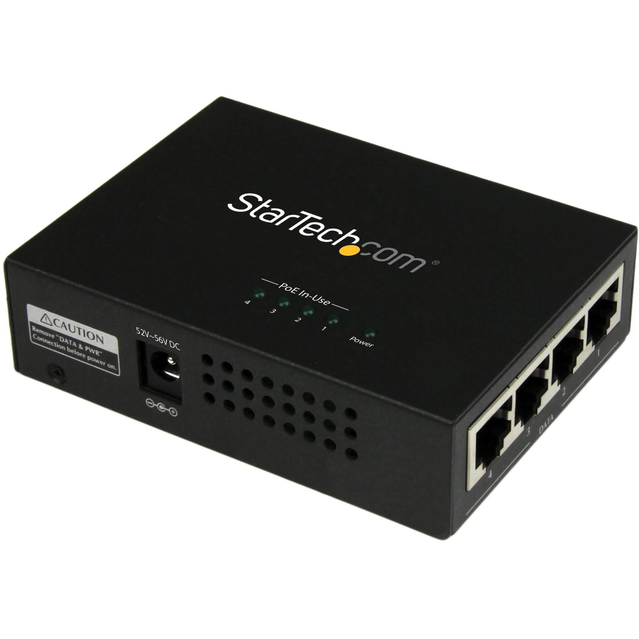 Startech.Com 4 Port Gigabit Midspan   Poe+ Injector   802.3At And 802.3Af   Wall Mountable Power Over Ethernet Midspan (Poeinj4G