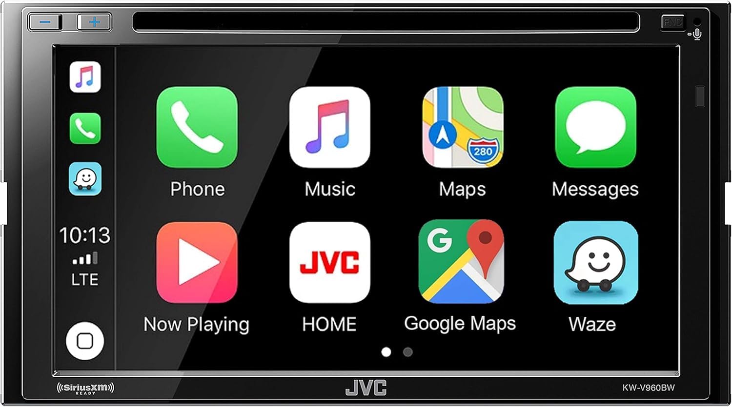 JVC KW-V960BW Built in Wi-Fi for Wireless CarPlay Android Auto, CD/DVD 6.8 LCD Touchscreen Display, AM/FM, Bluetooth, MP3 Player