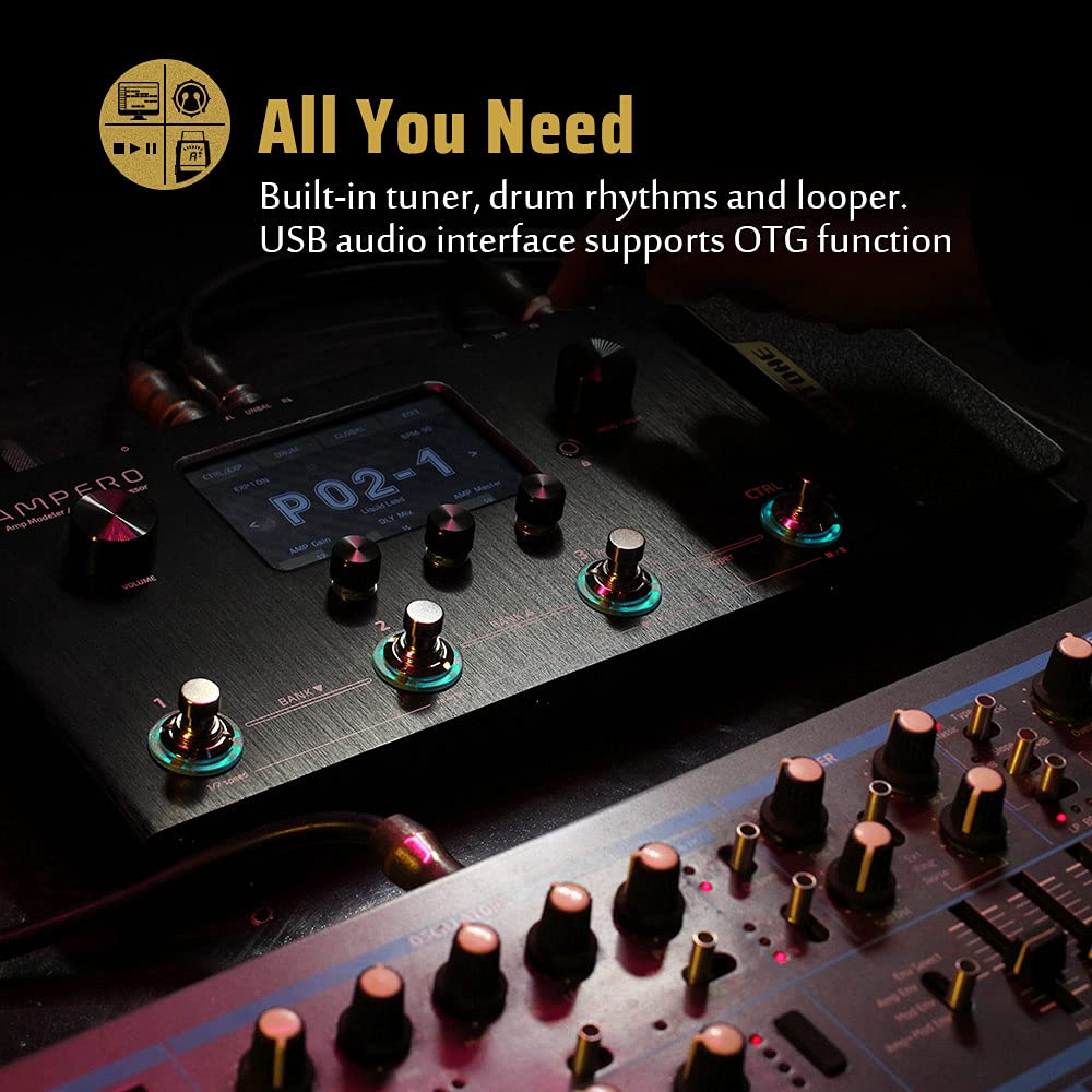 Hotone Ampero Mp 100 Guitar Bass Amp Modeling Ir Cabinets Simulation Multi Language Multi Effects With Expression Pedal Stereo O