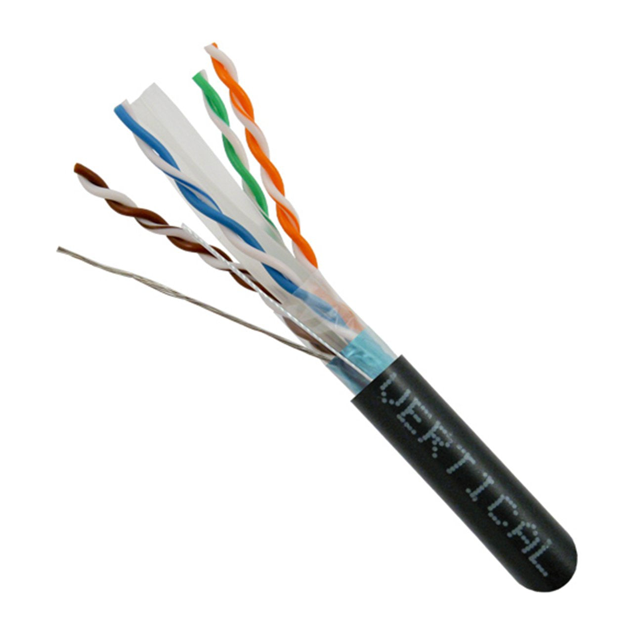 Vertical Cable Cat6A 10G, Shielded, 23Awg, Solid Bare Copper, Pvc, 1000Ft, Bulk Ethernet Cable, Black