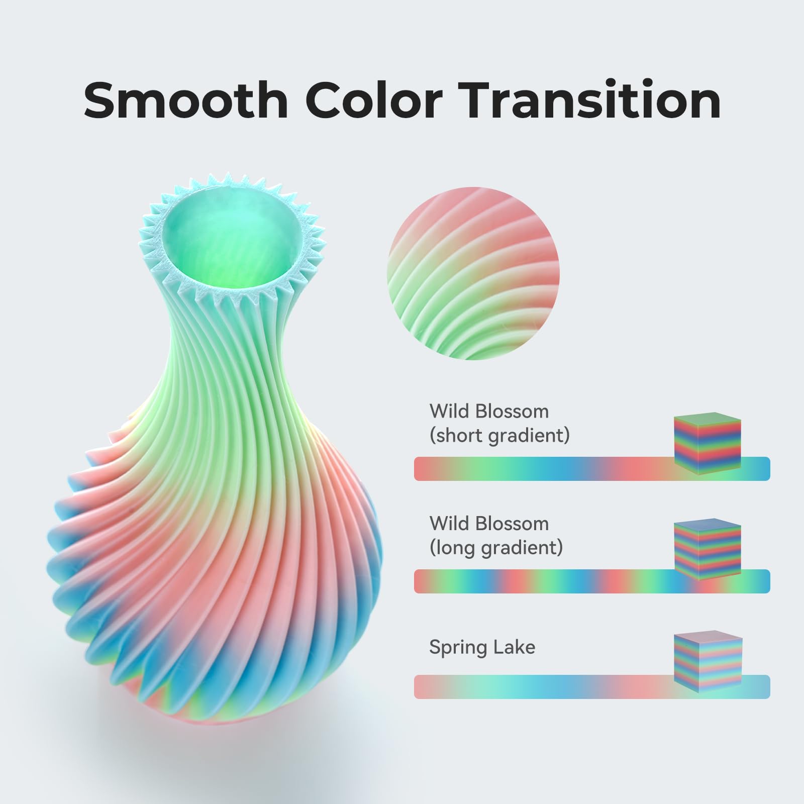 Creality Rainbow Pla For Ender 3 V3 Plus, 3D Printer Filament Designed For High Speed 600Mm/S, 1Kg(2.2Lbs)/Spool Gradient Rainbo