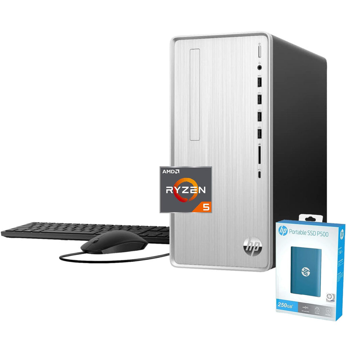 Hp Pavilion Tp01 Desktop Computer, Amd Ryzen 5 5600G, 32Gb Ddr4 Ram, 1Tb Pcie Ssd, Usb Type-C, Hdmi, Media Card Reader, Wifi 6, 