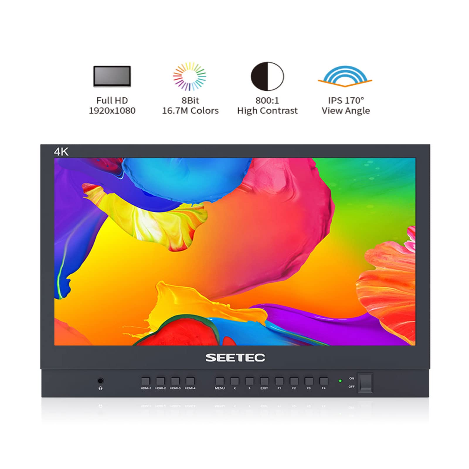 Seetec Atem156 15.6'' Ips Live Streaming Broadcast Director Monitor With 1920  1080 Pixels 4 Hdmi Input Output Quad Split Displa