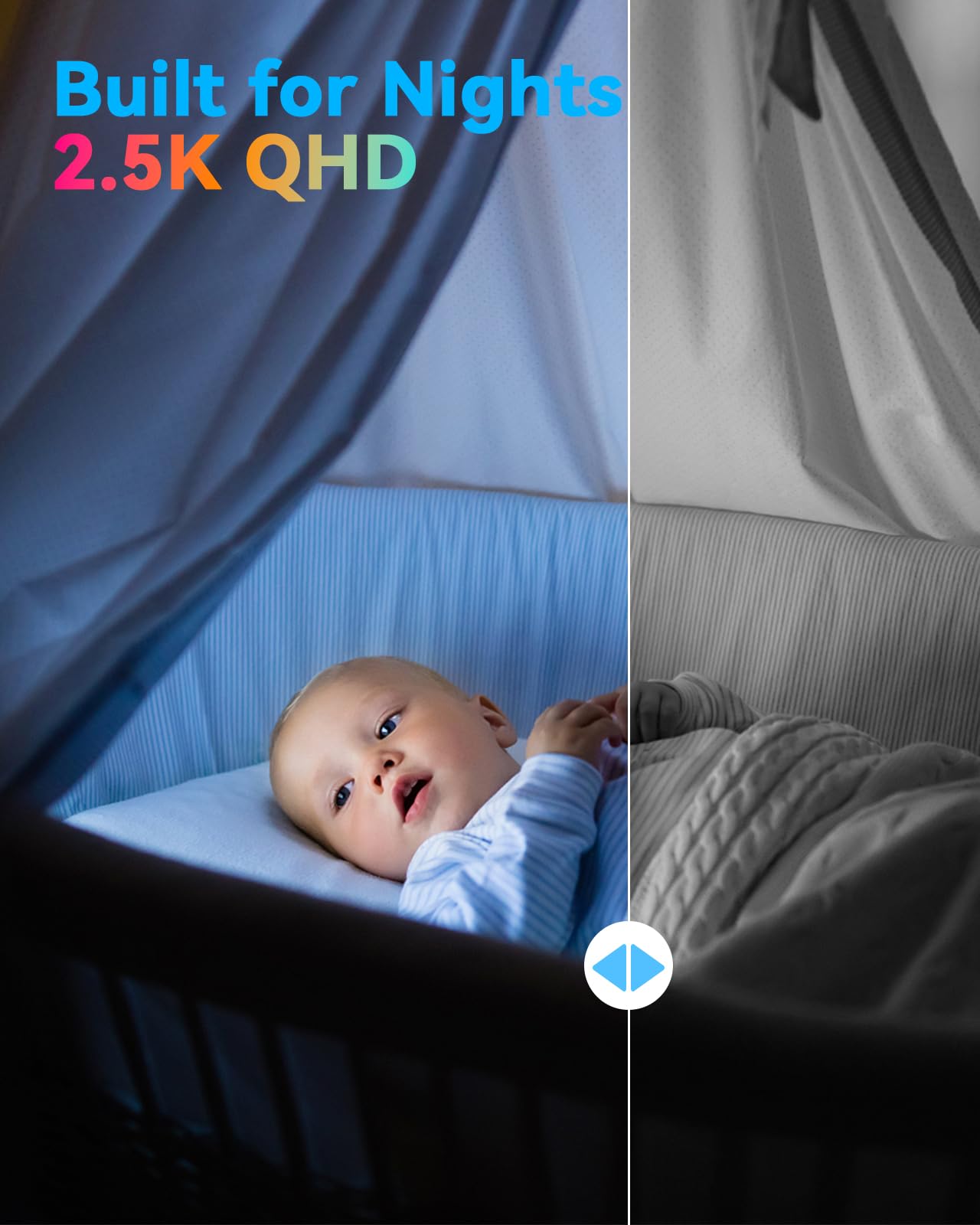 Chzhvan Camera For Home Security Indoor, Pan & Tilt, Cry Detection For Baby, 2.5K 4Mp Qhd, Night Vision, Motion Detection & Trac