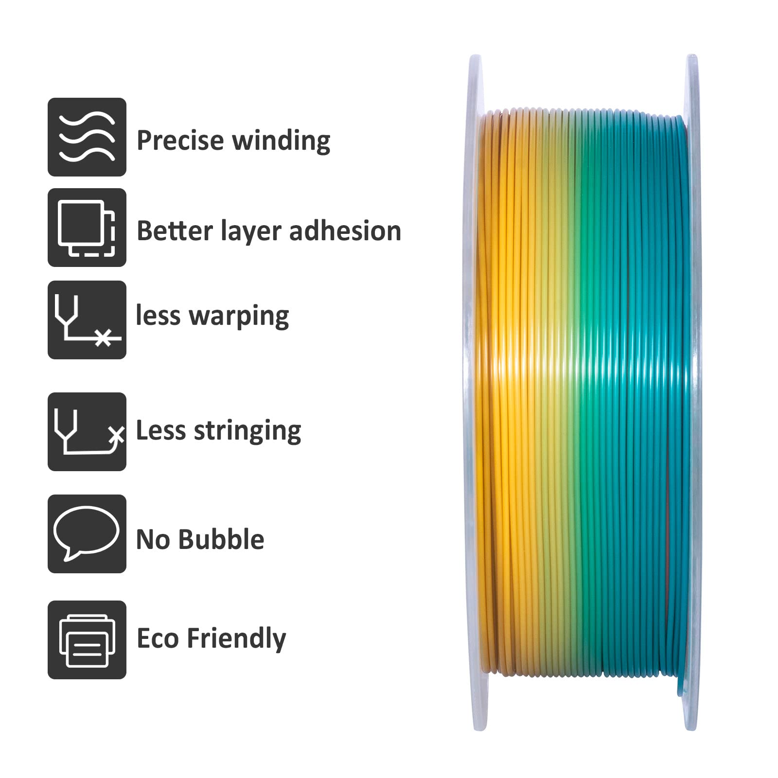 Geeetech Rainbow Pla Filament 1.75Mm, 3D Printer Multicolor Filament, Color Changing Filament 1Kg (2.2Lbs) 1 Spool, Dimensional