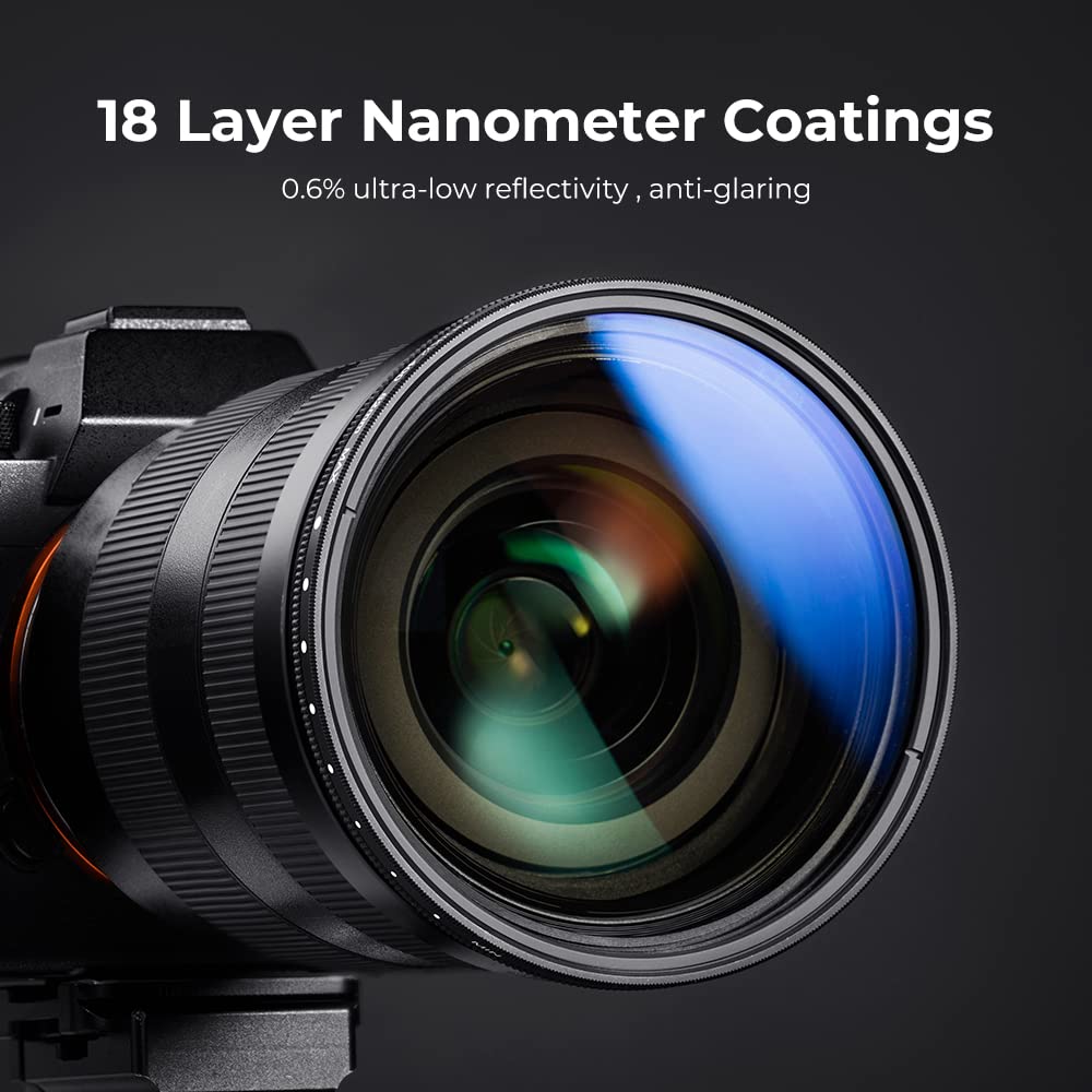 K&F Concept 82Mm Variable Nd Lens Filter Nd2 Nd400 (1 9 Stops) 18 Multi Layer Coatings Adjustable Neutral Density Ultra Slim Lens Filter For Camera Lens (K Series)