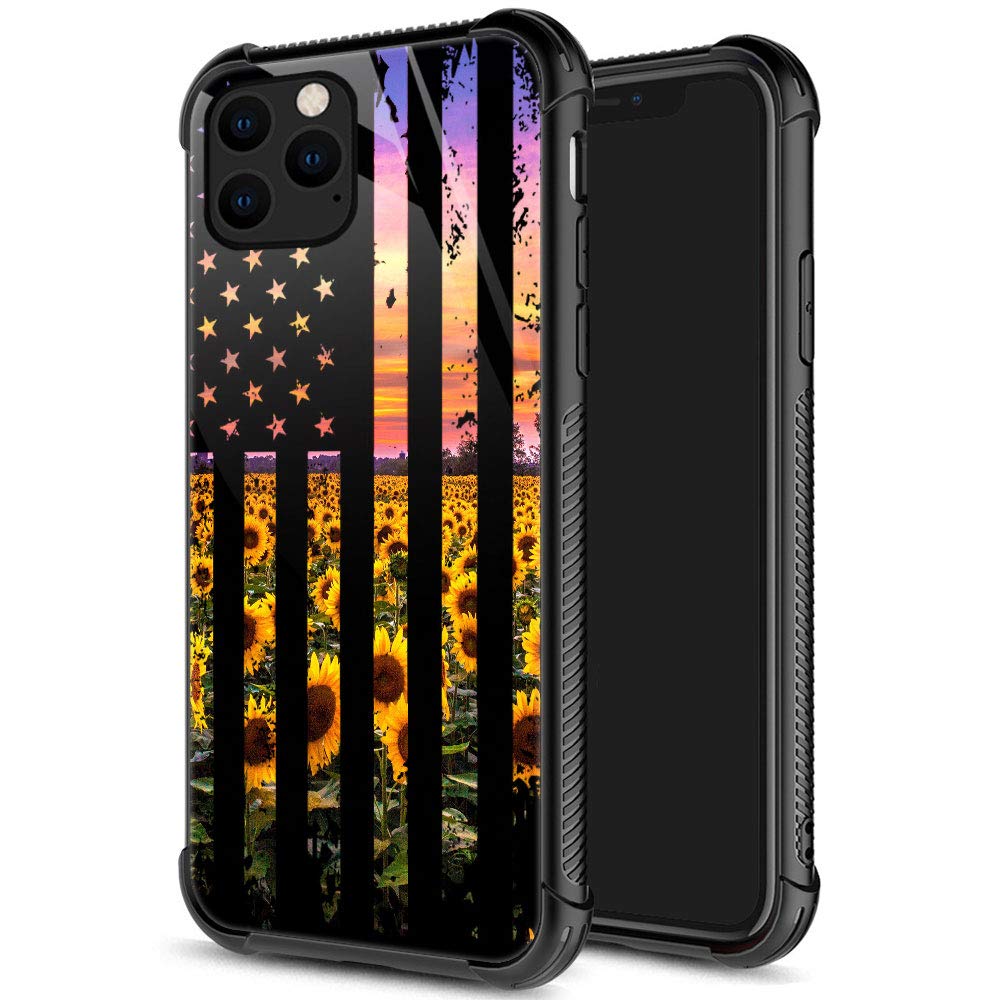 Zhegailian Case Compatible With Iphone 13 Pro Max,Flag Sunflowers Case For Iphone 13 Pro Max For Girls Women,Pattern Design Anti