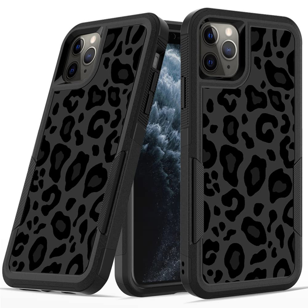 Kumtzo Designed For Iphone 11 Pro Max Black Leopard Case, Heavy Duty Protection Shockproof Dropproof Case, Cute Black Leopard Ch