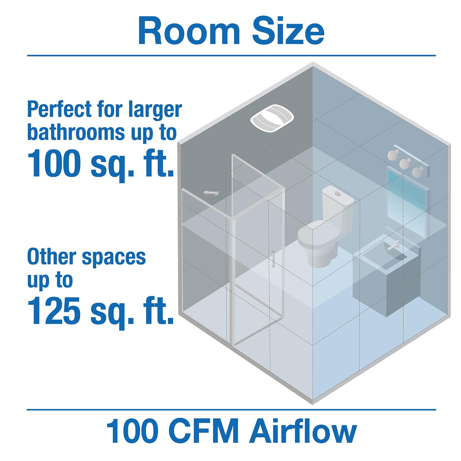 Air King Bfq110 Ceiling Mounted Snap In Installation 100 Cfm Bathroom Exhaust Fans, Medium, White