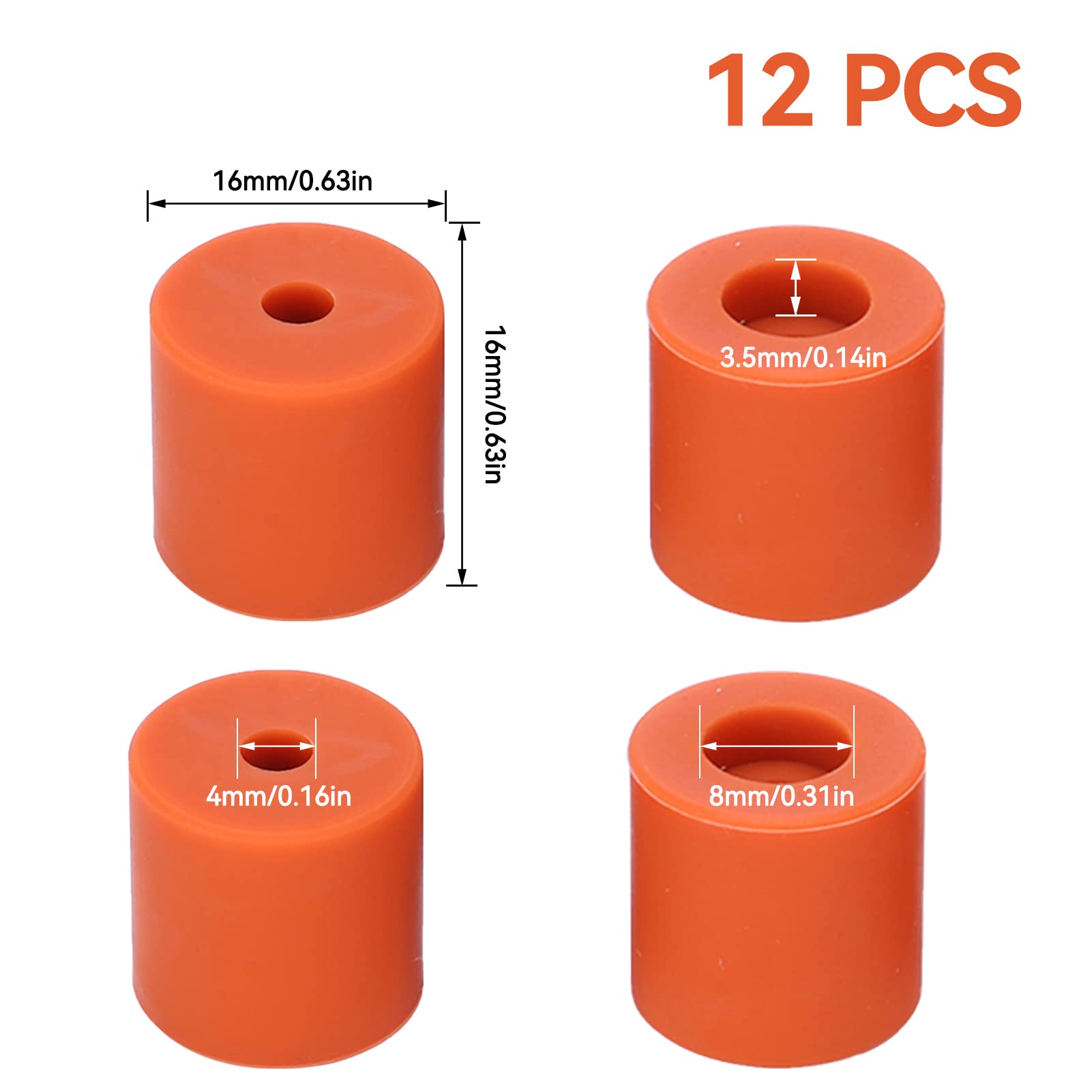 Agatige 12Pcs 3D Printer Heat Bed Leveling Parts, 16Mm 3D Printer Leveling Column Silicone Buffer 3D Printer Heat Bed Leveling P