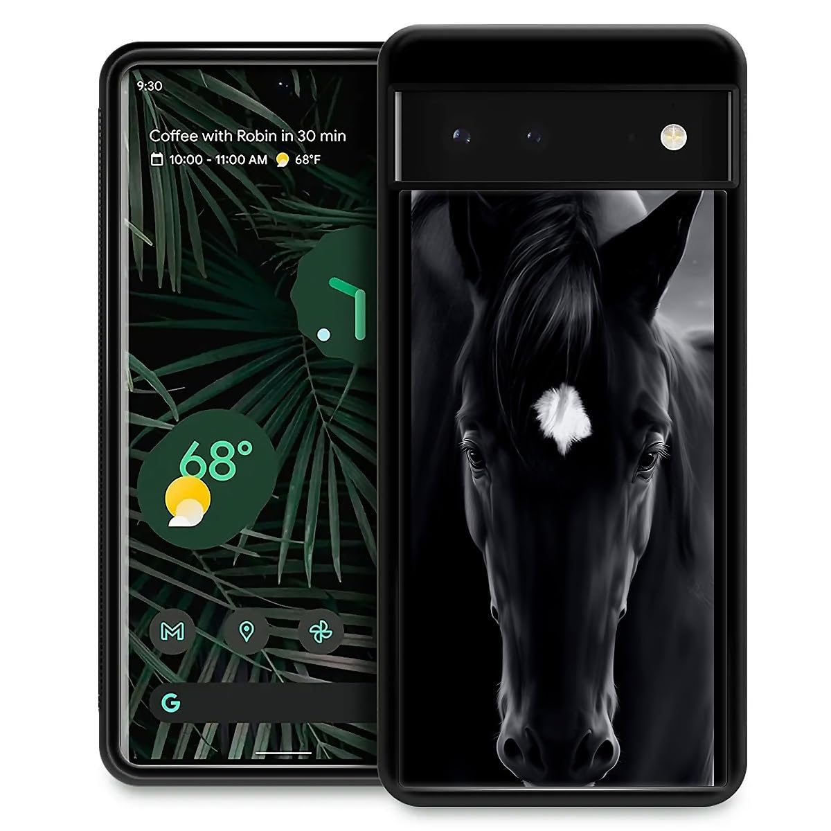 Fkbrcl4U For Google Pixel 7 Case, Cool Black Horse Face Pattern Graphic Design Girl Boy Soft Silicone Hard Acrylic Shock Protect