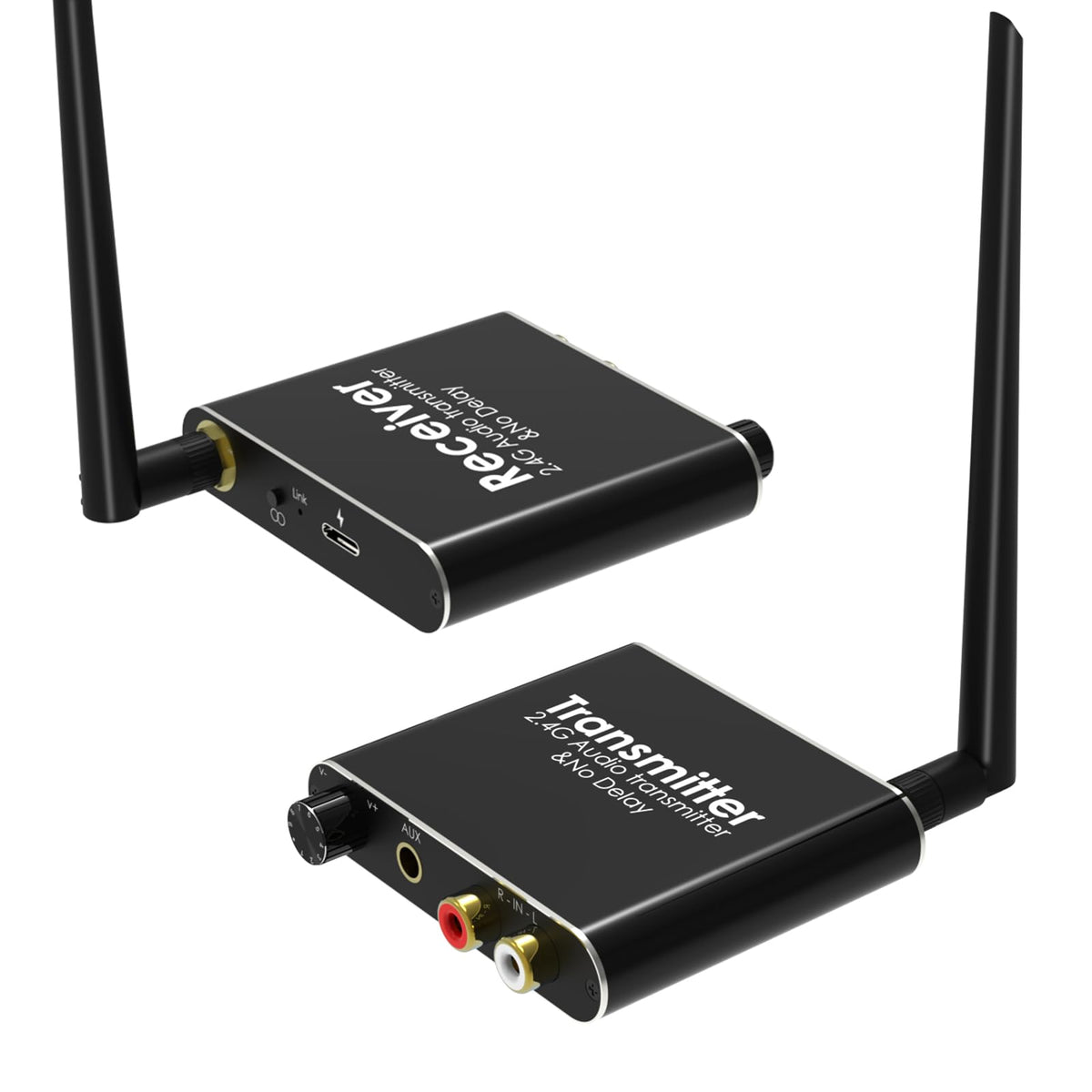 Tendak 2.4Ghz Wireless Audio Transmitter Receiver, 160 Ft Long Range Low Latency Wireless Audio Adapter With Volume Control For 