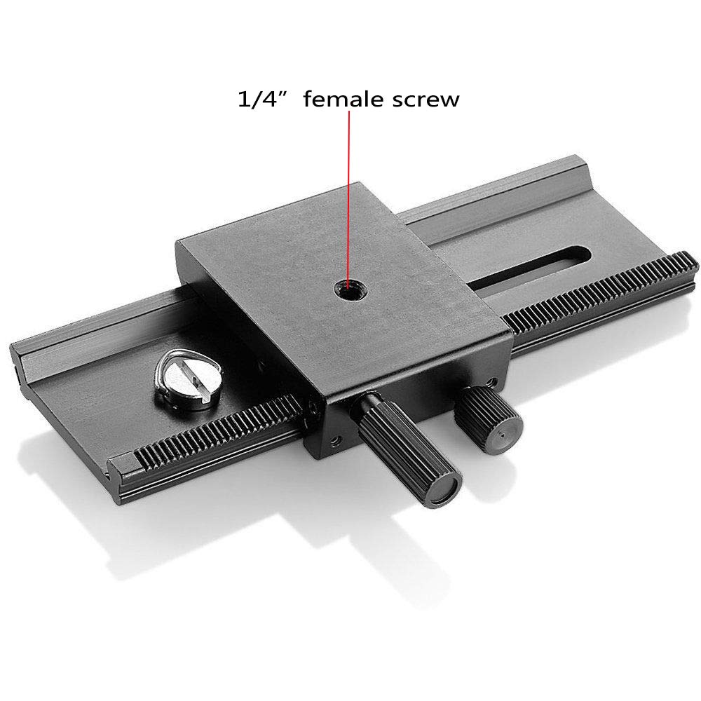 Exmax 16Cm 2 Way Macro Shot Focusing Focus Rail Slider/Close Up Shooting 1/4 Quick Screw Release Mount Camera Flash Support Plat