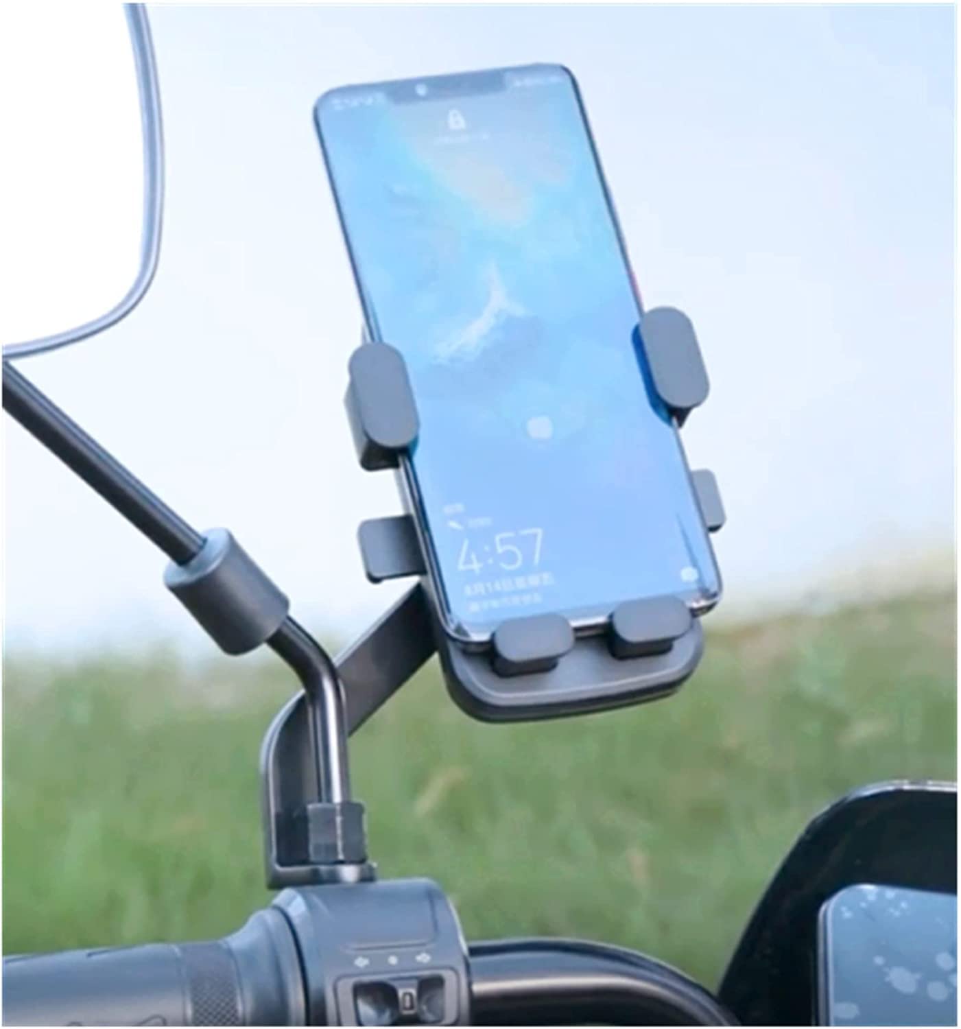 Jtrf Motorcycle Phone Mount,Moped Atv Phone Mount For Bike Handlebars One Hand Operation Scooter Phone Universal Gps 360Rotation