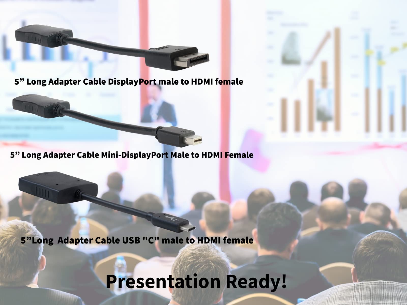 Digitalinx Liberty Patented Hdmi Adapter Ring With 5� Displayport, 5� Mini Dp & Usb C Pigtail Adapters Device Connectivity For Conference Rooms. Pc Laptop, Ipad, Macbook Pro, Galaxy, Chromebook.