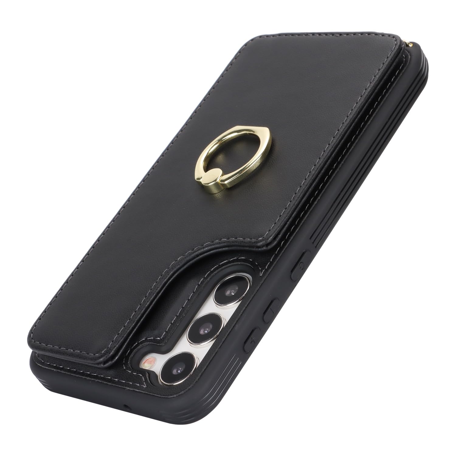 Lipvina For Samsung Galaxy S22 Case With Card Holder And Strap For Women,Crossbody Lanyard,Ring Stand,Snap Clasp,Phone Wallet Ca