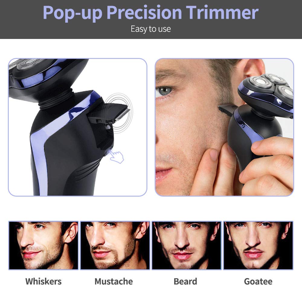 Electric Razor For Men, 4 In 1 Rotary Men Shaver Beard Trimmer, Electric Shaver Waterproof Usb Fast Charging, Cordless Beard, No