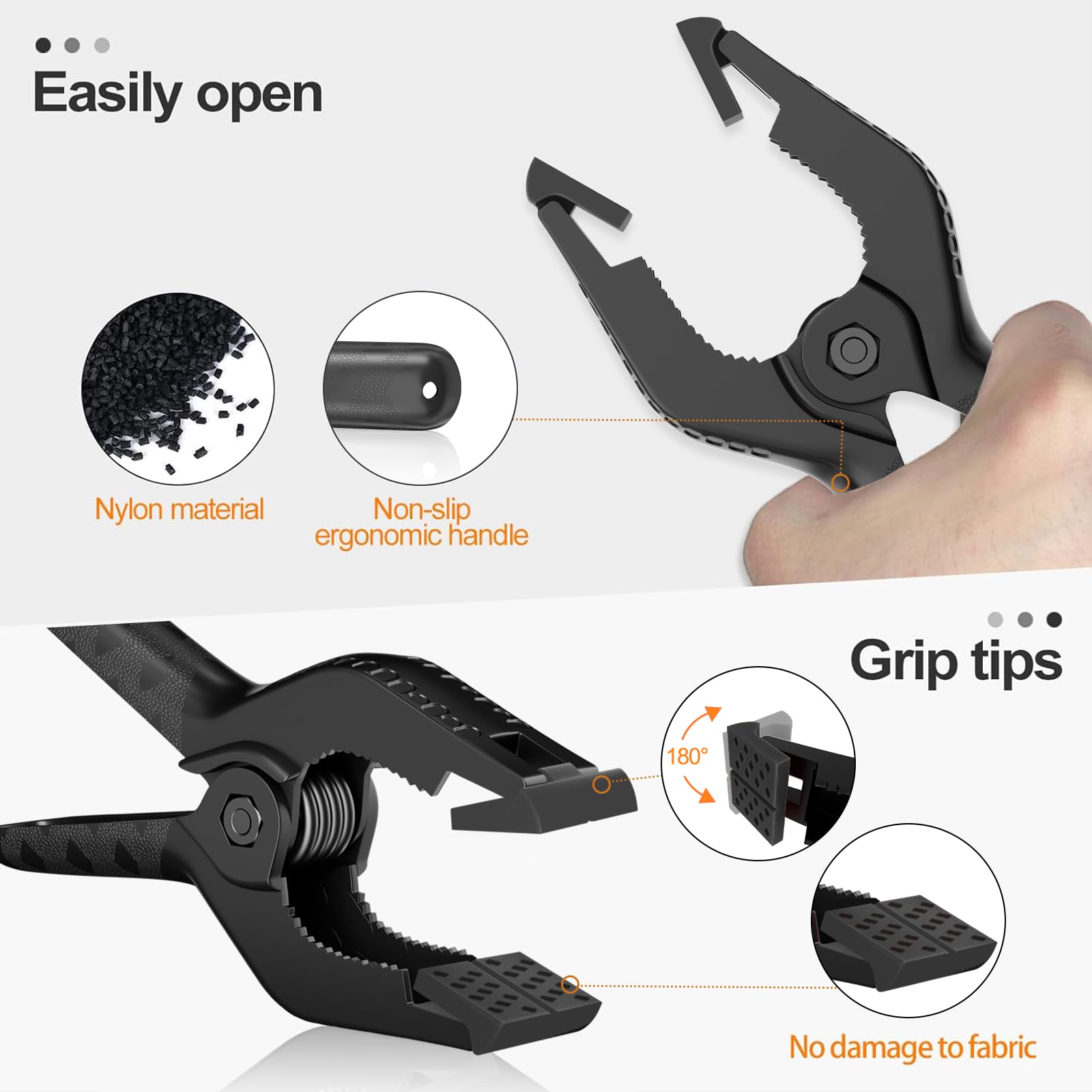 Emart 6 Pack Heavy Duty Muslin Spring Clamps, 6 Inch Photo Booth Backdrop Clips For Photography Studio   Black