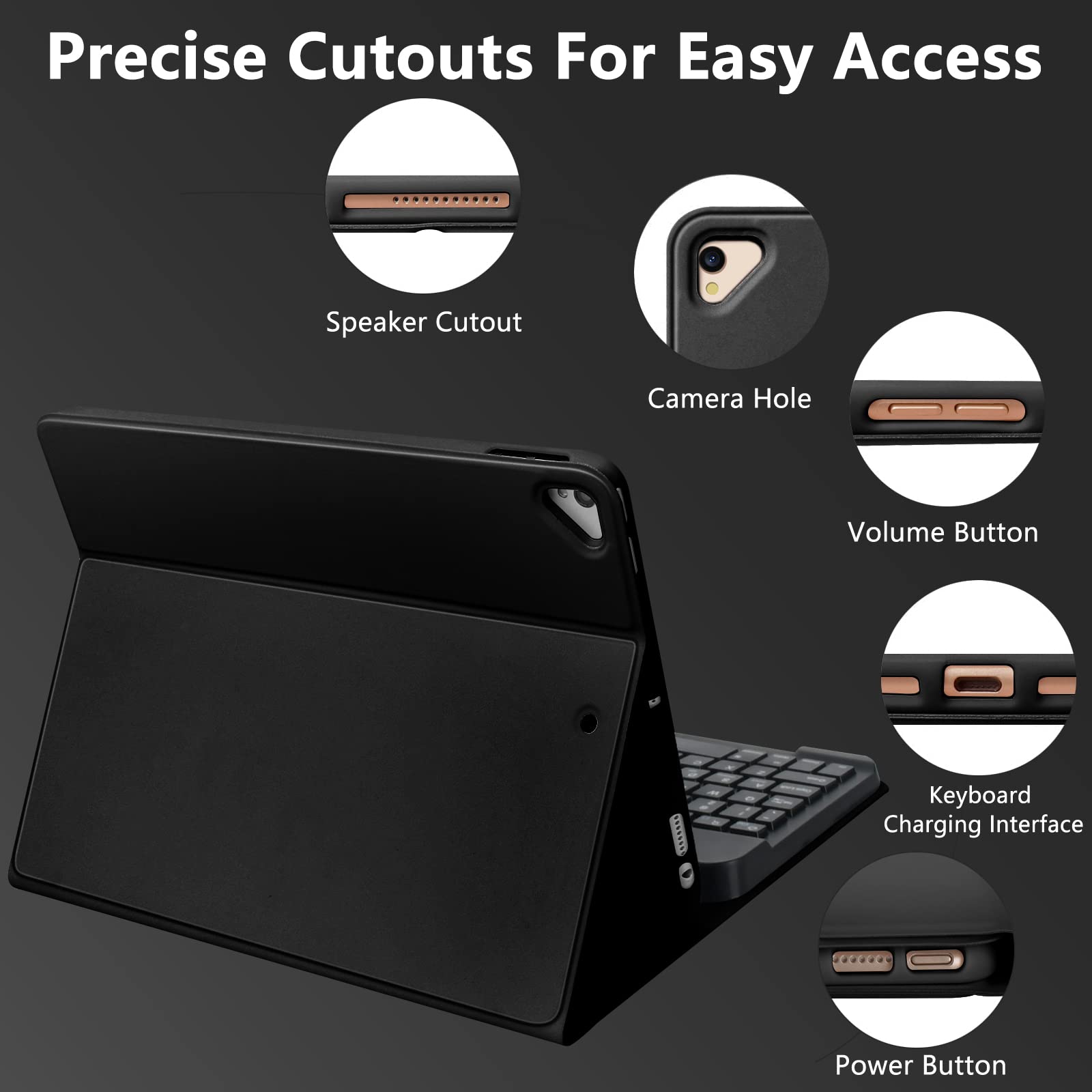 Keyboard Case For Ipad 10.2'' 9Th 8Th 7Th Generation, With Detachable Bluetooth Keyboard And Pencil Holder, For Ipad 10.2 Inch/I