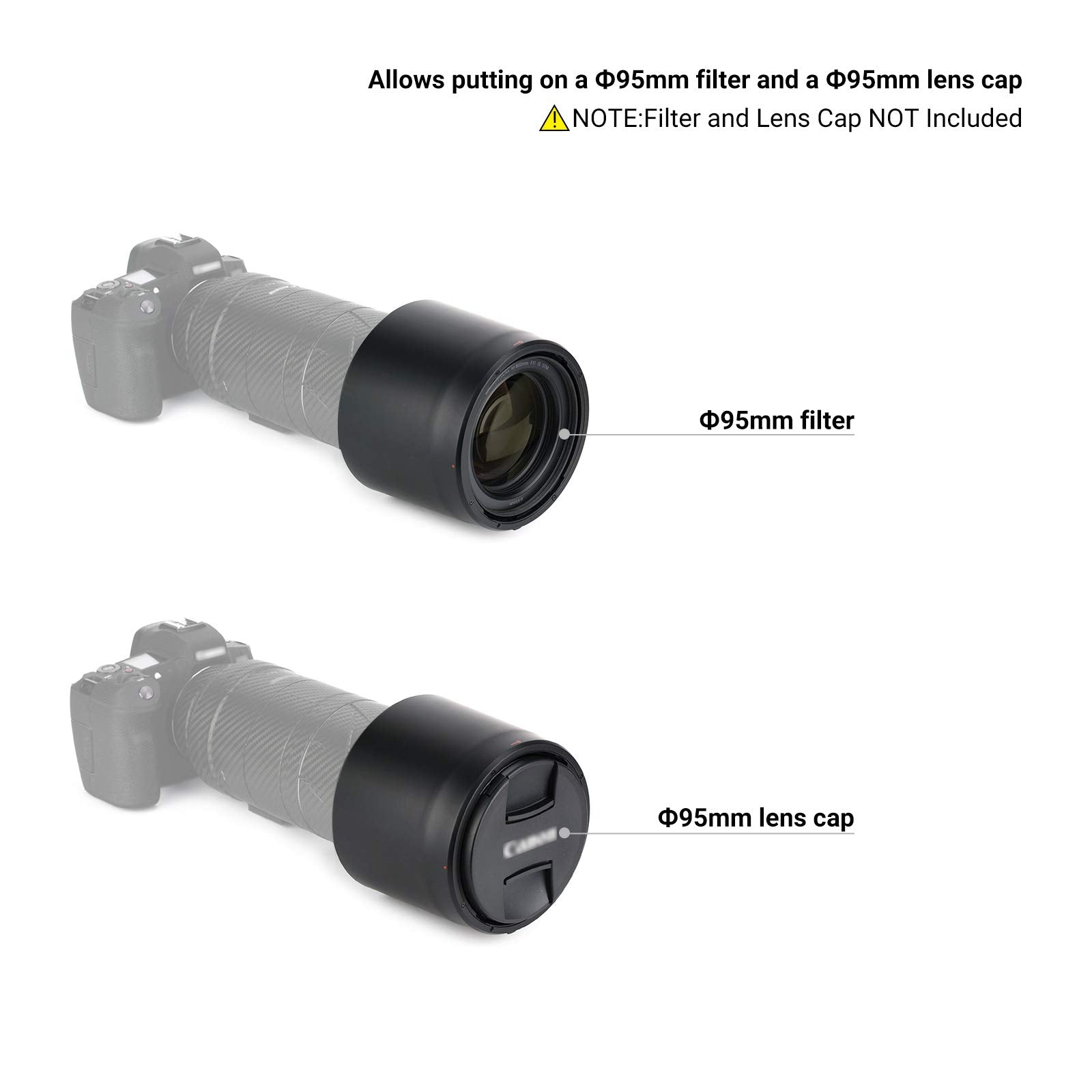 Lens Hood For Canon Rf 800Mm F/11 Is Stm, Rf 200 800Mm F/6.3 9 Is Usm Lens On Eos R6 R5 Rp R Ra Camera,Reversible Lens Shade Rep