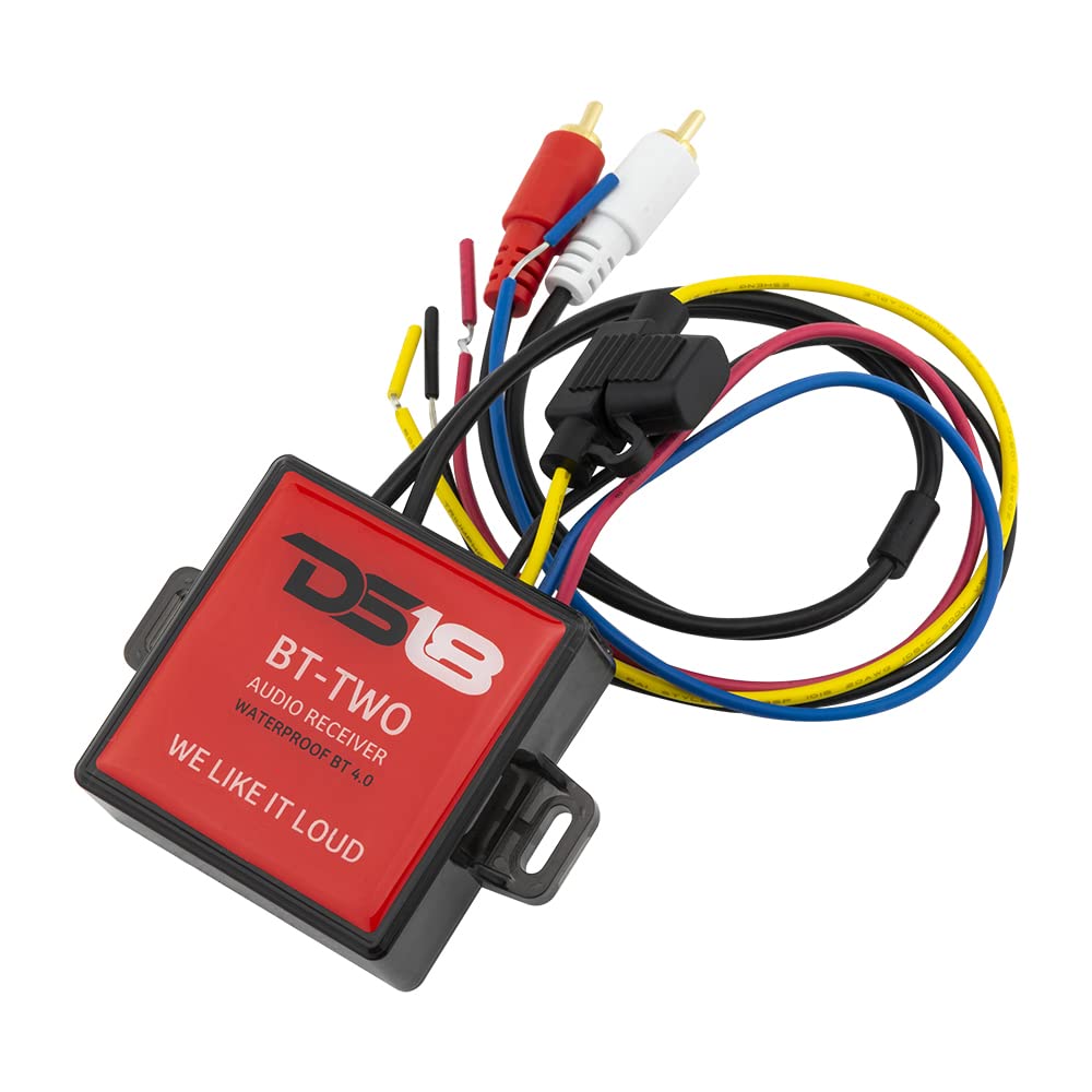DS18 BTTWO Bluetooth Receiver - IP65 Waterproof Rated, BT 4.0, Remote Trigger Output, Stero Male RCA Output - Allows Connect & P
