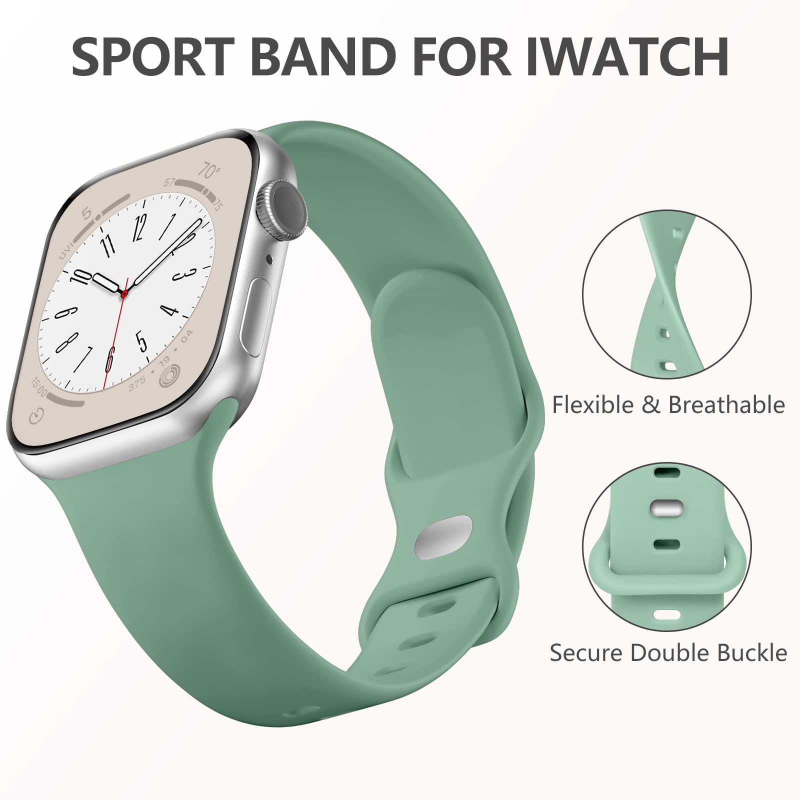 Daqin Sport Band Compatible With Apple Watch Band 41Mm 40Mm 38Mm 42Mm 44Mm 45Mm 46Mm 49Mm Women, Soft Silicone Waterproof Replac