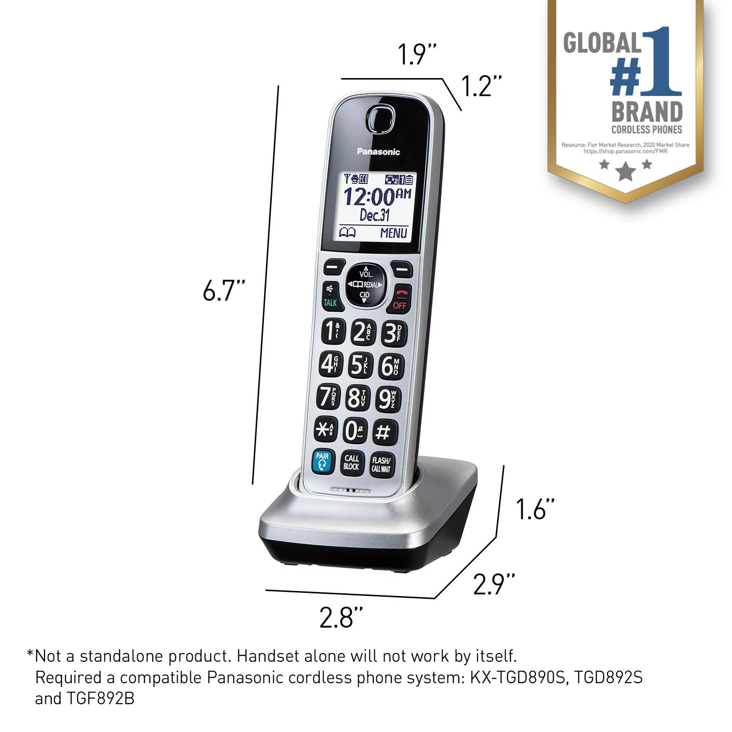 Panasonic Cordless Phone Handset, Pair With Up To 4 Bluetooth Wireless Headphones, Expandable, Kx-Tgd89X And Kx-Tgf89X Series Co