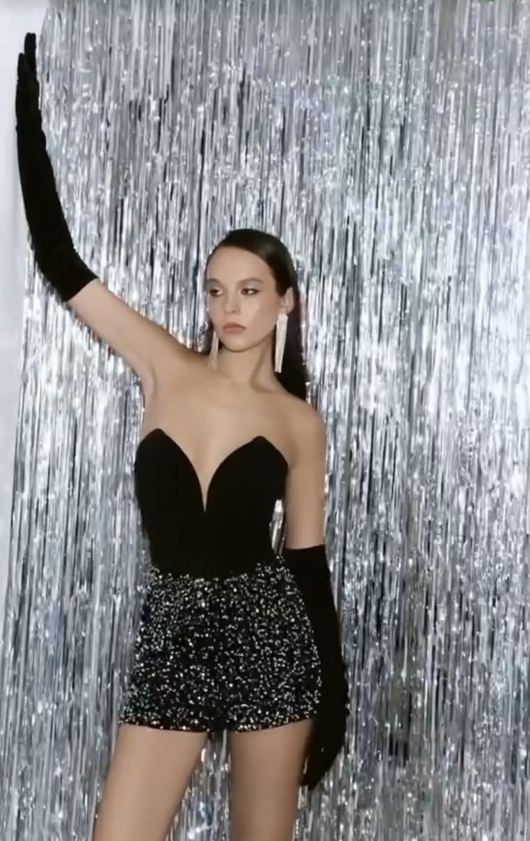 Goer 6.4 Ft X 9.8 Ft Metallic Tinsel Foil Fringe Curtains,Pack Of 2 Party Streamer Backdrop For Birthday,Graduation Decorations