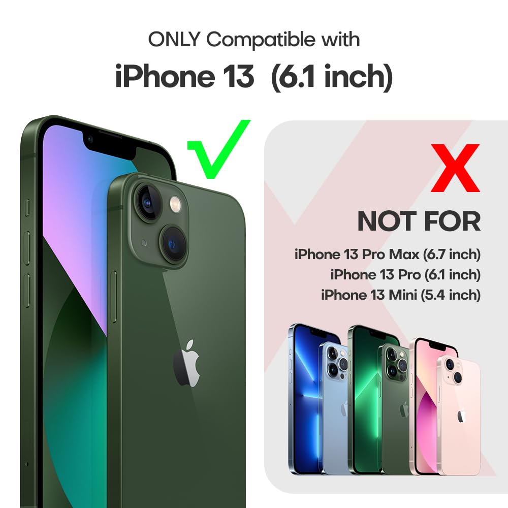 Tauri 5 In 1 For Iphone 13 Case Tg, [Military Grade Drop Protection] Slim Shockproof Phone Lanyard Case 6.1 Inch