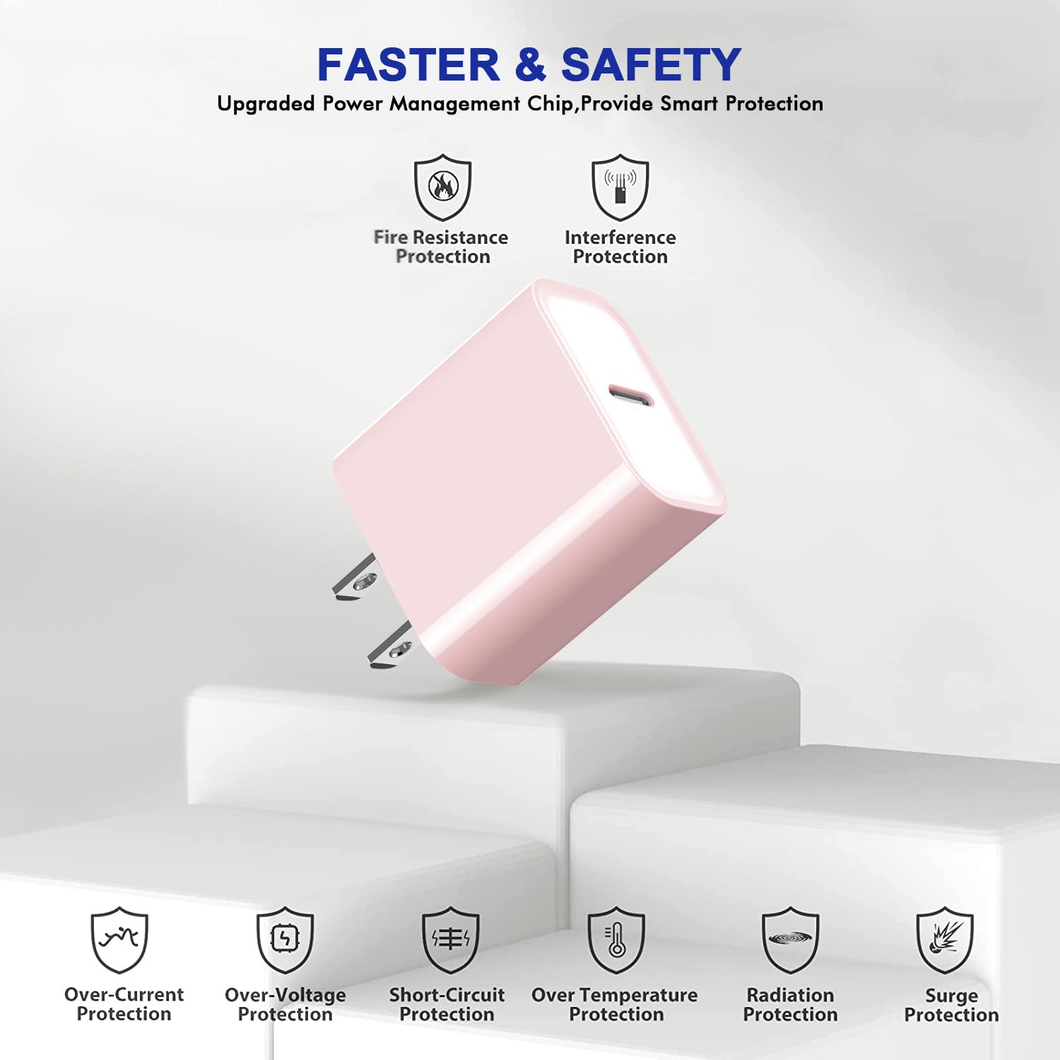 3Pack Iphone 16/15 Charge Block,Usb C Charger, Pink Charger Adapter,Quick Fast Charger Pd Adapter Plug 20W Power Delivery Type C