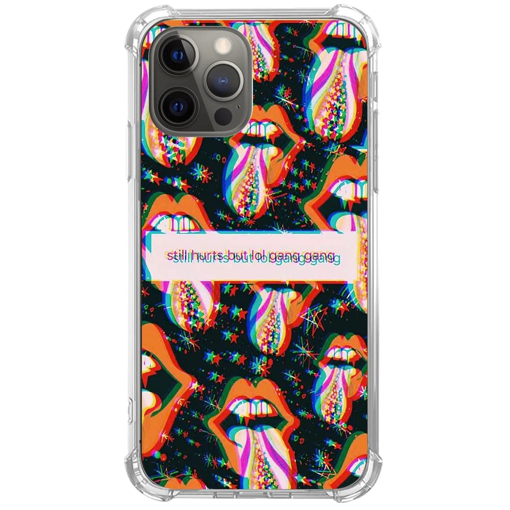 Hippie Sad Dark Aesthetic Red Lips Stars Case Compatible With Iphone 13 Pro Max, Trippy Psychedelic Quotes Case For Iphone 13 Pr