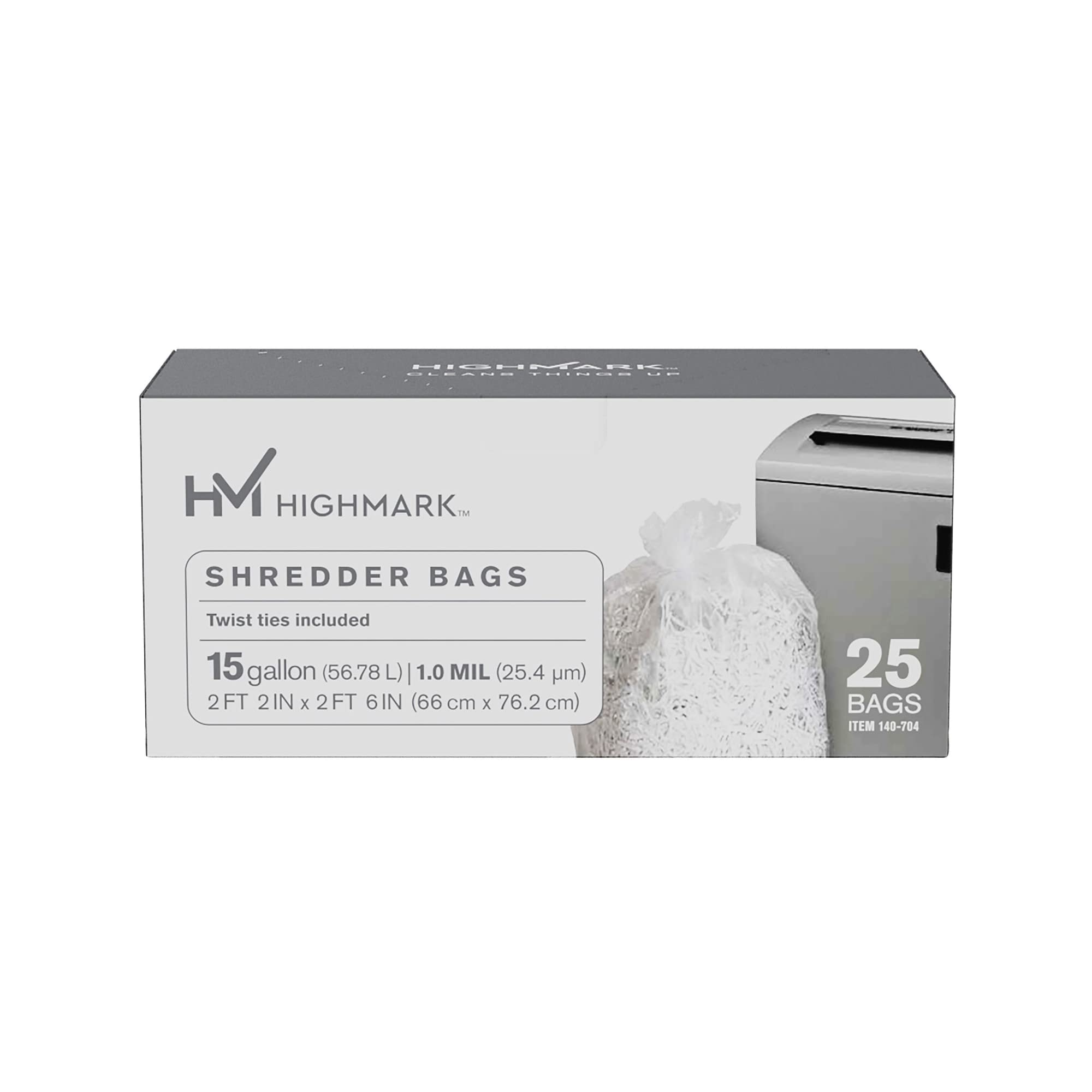 Highmark Shredder Bags, 1 Mil, 15 Gallons, Clear, Box Of 25, Dp00704