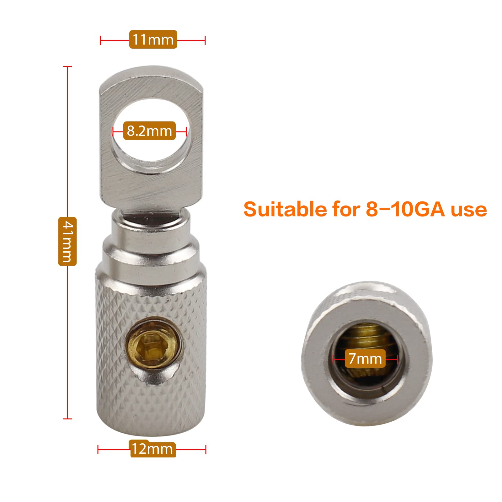 Zookoto 2 Pcs 8Ga Wire Ga Reducer, For Car Stereo Audio Awg Pin Power Ground Wire Reducer