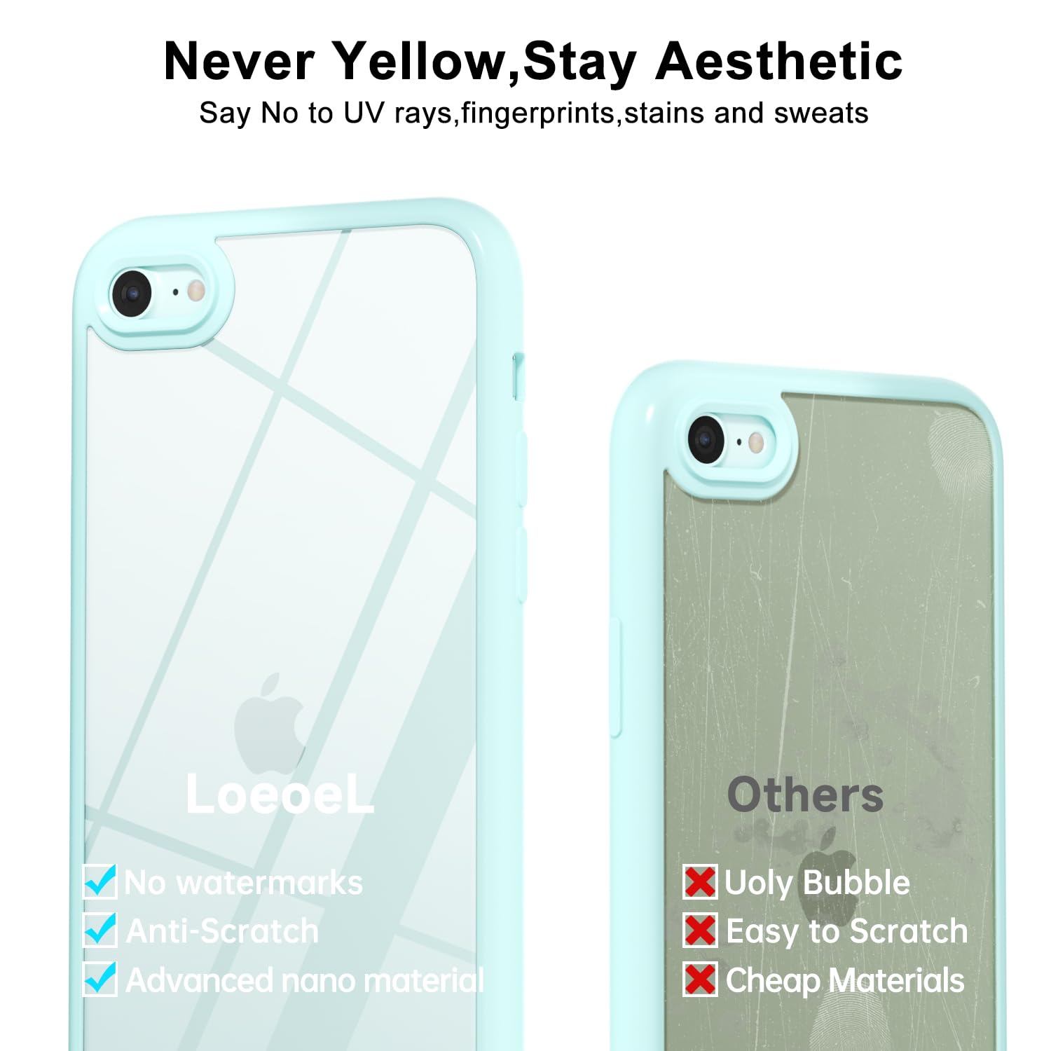 Loeoel For Iphone Se 2022/2020/ 7/8 Case Clear, Transparent Hybrid Se Phone Case [Hard Plastic & Soft Silicone Bumper] Acrylic N