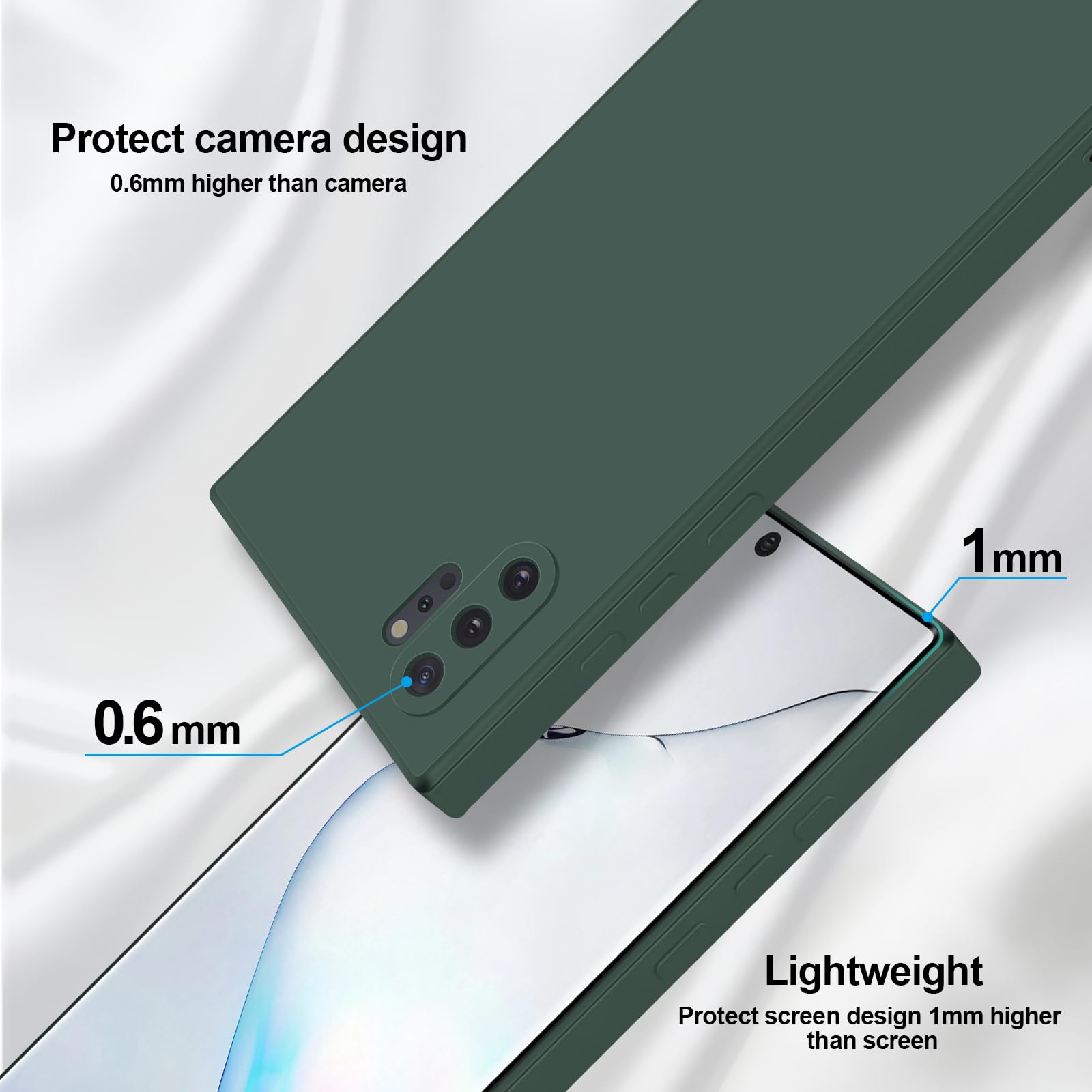 Giiyoon Silicone Case Compatible With Samsung Galaxy Note 10 Plus, Full Body Silky Soft Touch Phone Case With Camera Protection,