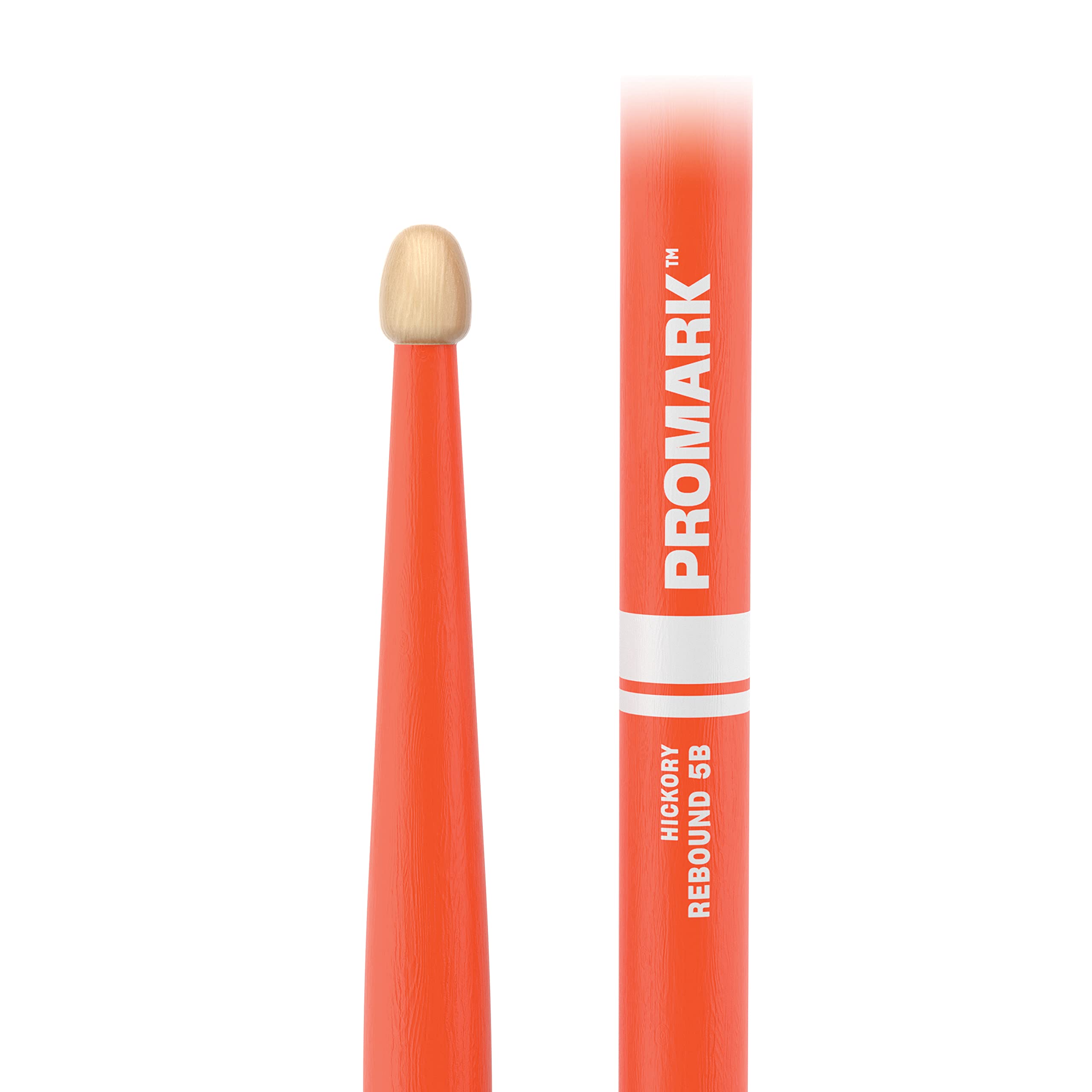 Promark American Hickory Rebound 5B Drumsticks, Acorn Tip, Orange   Single Pair