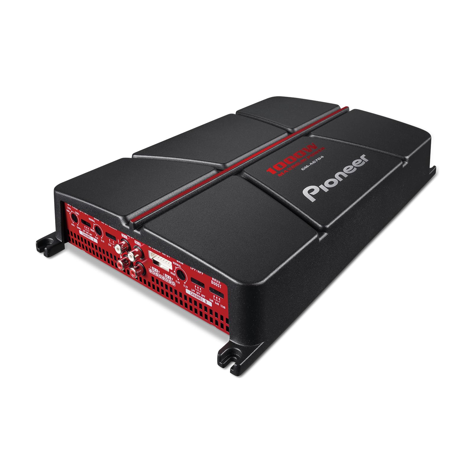 Pioneer GM-A6704 4-Channel Car Amplifier - 1000W Max Power, Class AB, Black/Red