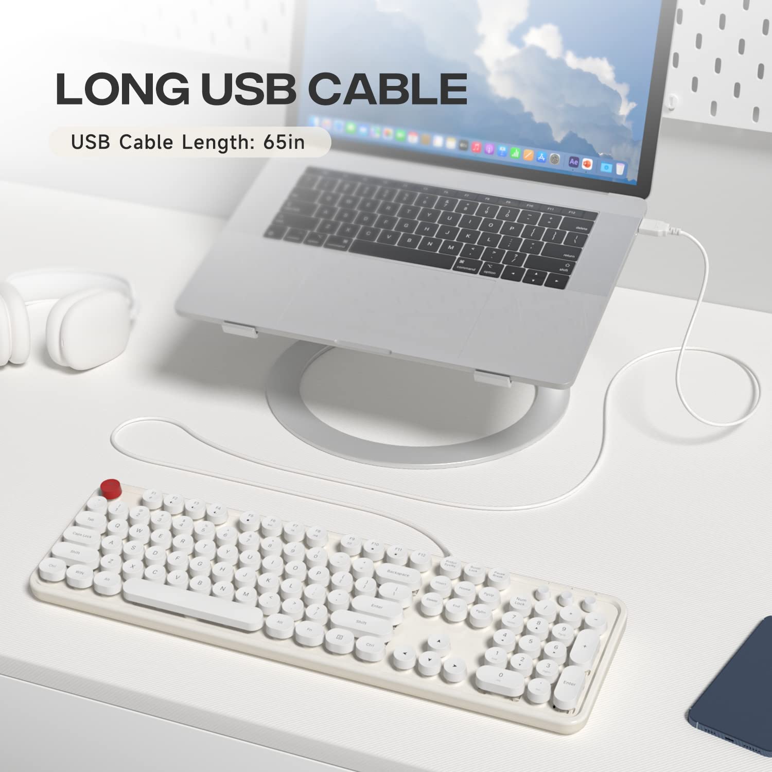 Atelus Usb Wired Computer Keyboard Retro Typewriter Keyboard Full Size ...