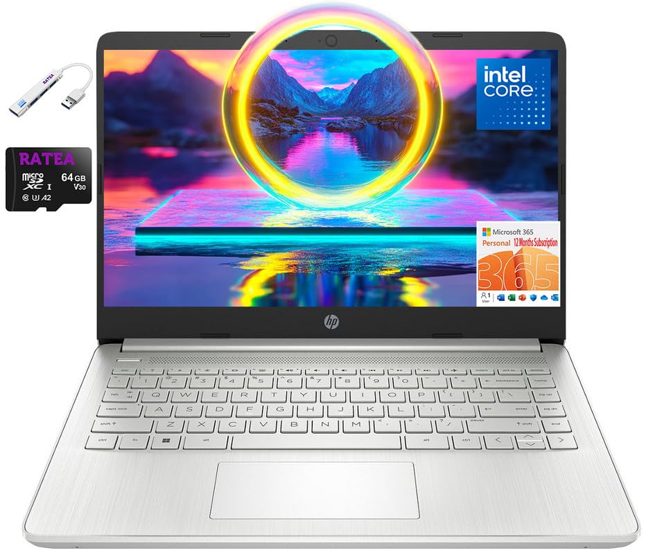 HP 14 Laptop for Student&Business, Intel 4-Core Processor, 1 Year Office 365, 32GB DDR4, 2TB SSD, 14 HD Display, Windows 11, L