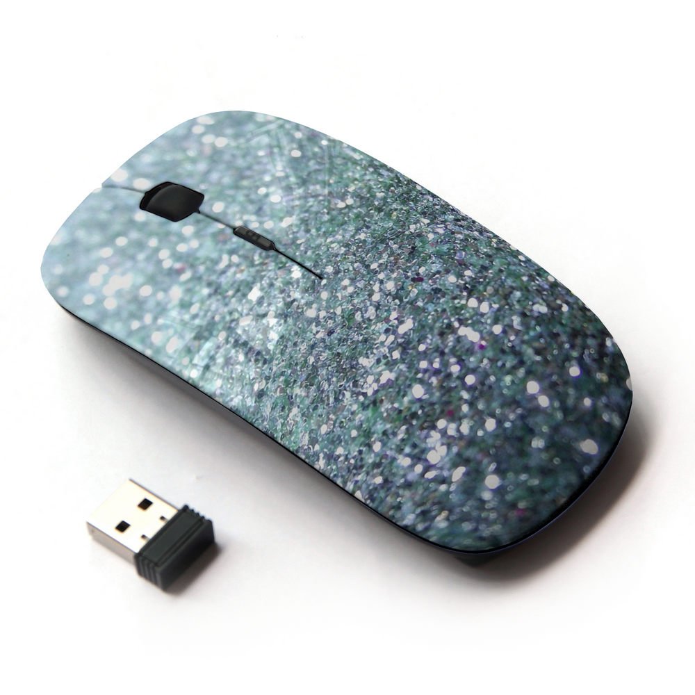 Kawaiimouse [ Optical 2.4G Wireless Mouse ] Glitter Silver Sparkling Bling Platinum