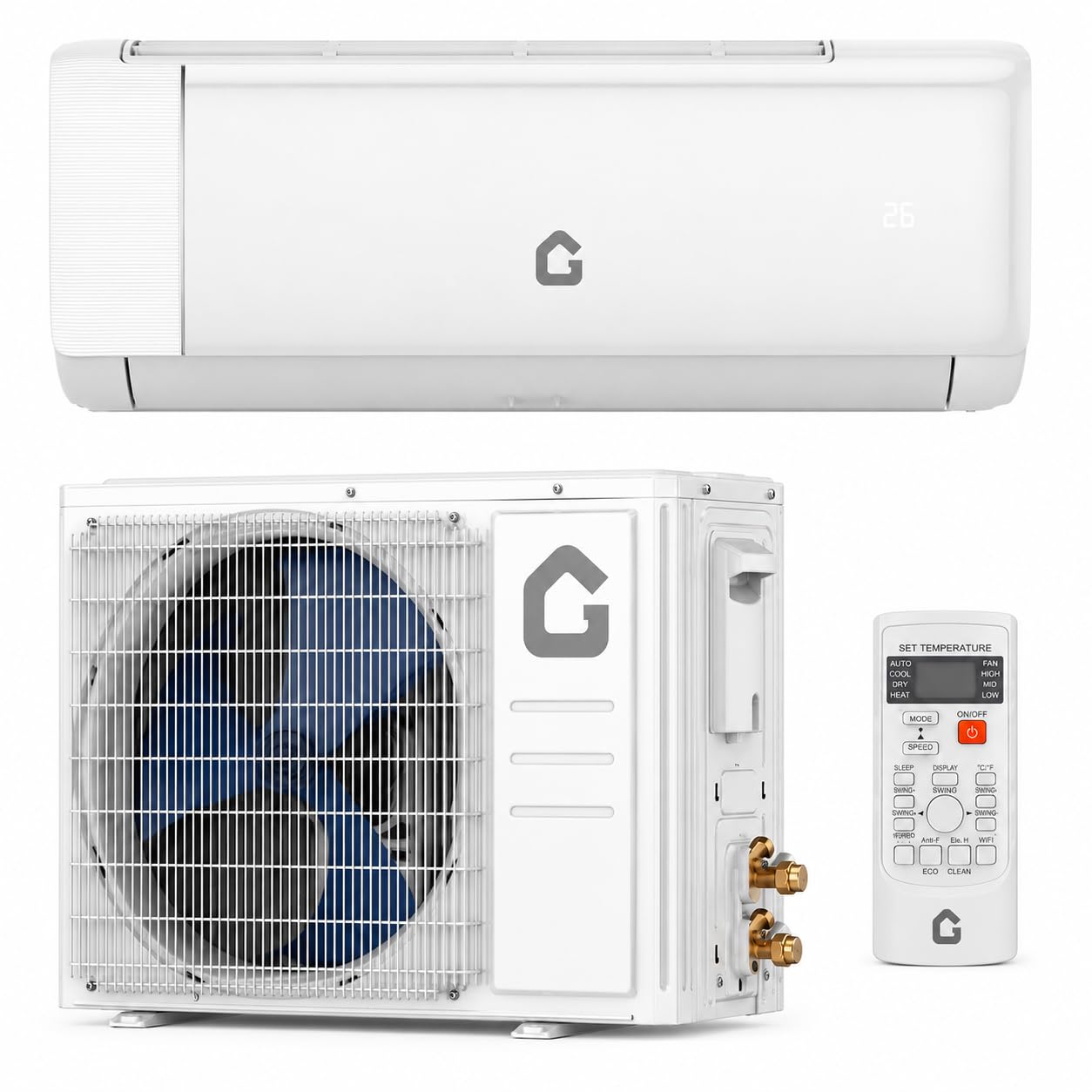 18,000 BTU Mini Split AC/Heating System, 21 SEER2 Inverter Ductless Heat Pump, WiFi Wall Mount Split System Air Conditioner, Up