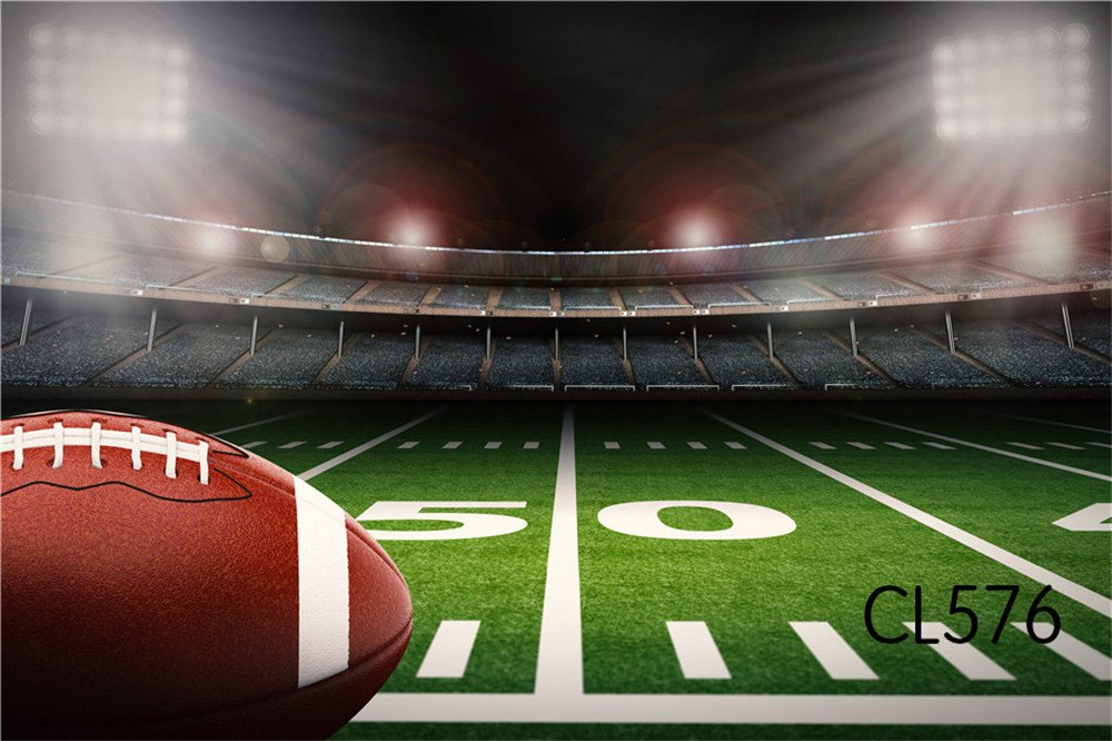 Lb 7X5Ft Vinyl Birthday Themed Backdrop American Football Field Sports Stadium Backdrop Green Grass Backdrops For Photography Ki