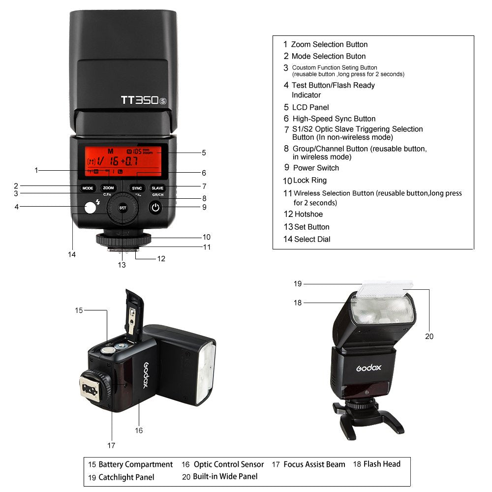 Godox Tt350O Mini Thinklite Ttl Flash Speedlite 2.4G Hss 1/8000S Gn36 For Olympus Panasonic Cameras For Olympus E-P5 E-P3 Pen-F