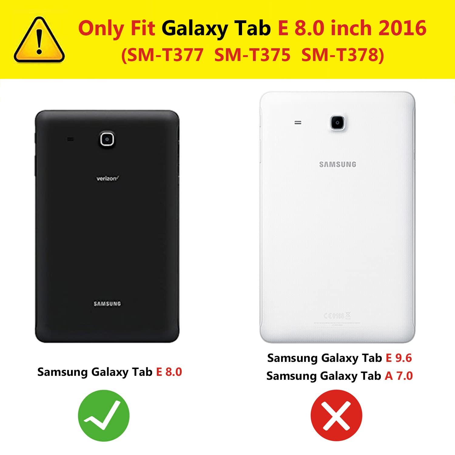 R.Shengte Case For Samsung Galaxy Tab E 8.0 Inch Tablet (Sm T378 Sm T375 Sm T377),360 Degree Rotating Stand Case Full Protective