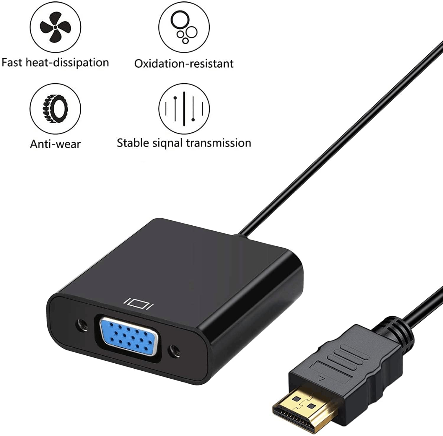 Hdmi To Vga Adapter, Gold Plated Hdmi To Vga Converter (Male To Female), Hdmi Adapter Compatible For Computer, Laptop, Pc, Monit